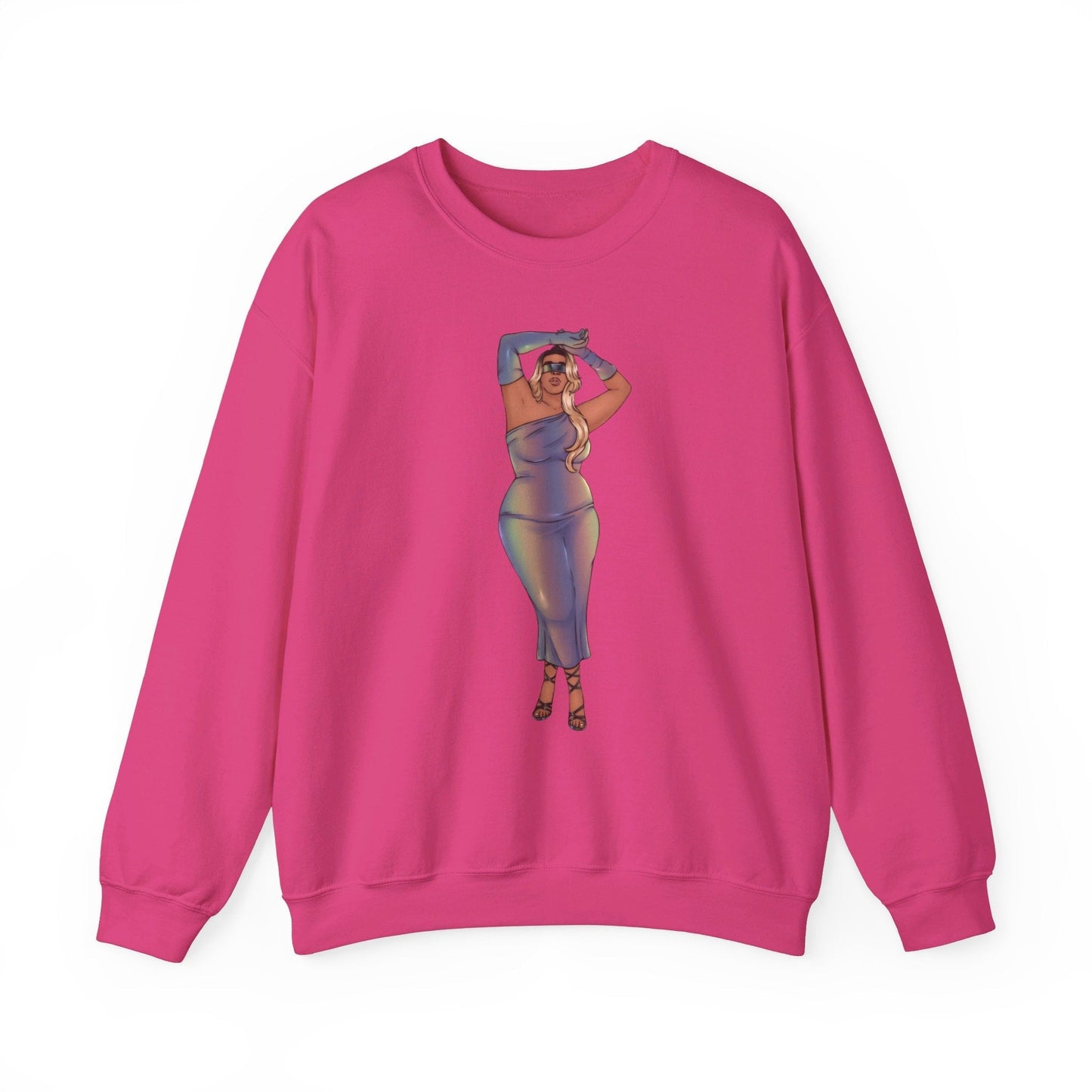 Crewneck Sweatshirt Featuring Plus Size Model Tazah Size S-5xl Sweatshirt Printify Heliconia S 