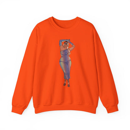 Crewneck Sweatshirt Featuring Plus Size Model Tazah Size S-5xl Sweatshirt Printify Orange S 