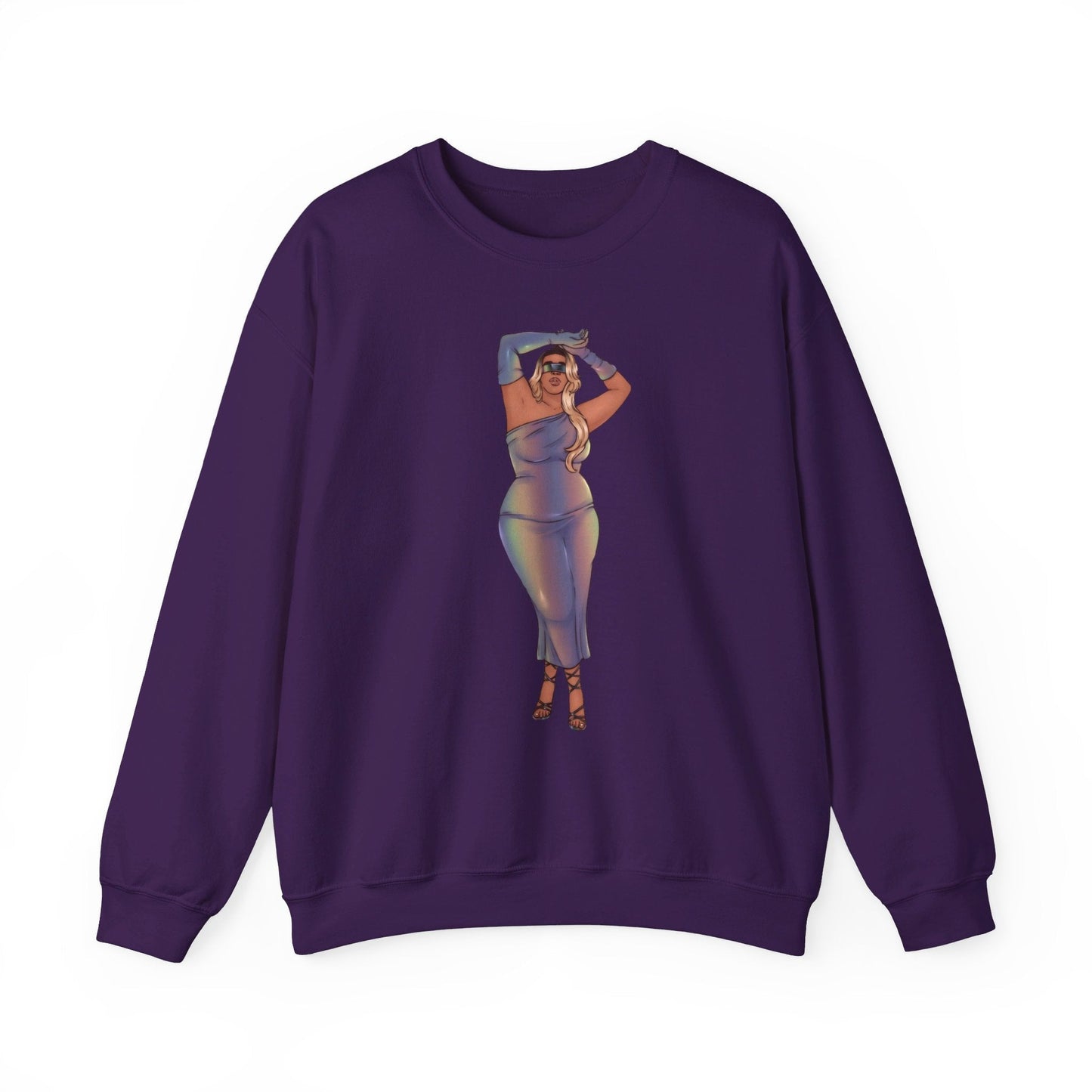 Crewneck Sweatshirt Featuring Plus Size Model Tazah Size S-5xl Sweatshirt Printify Purple S 