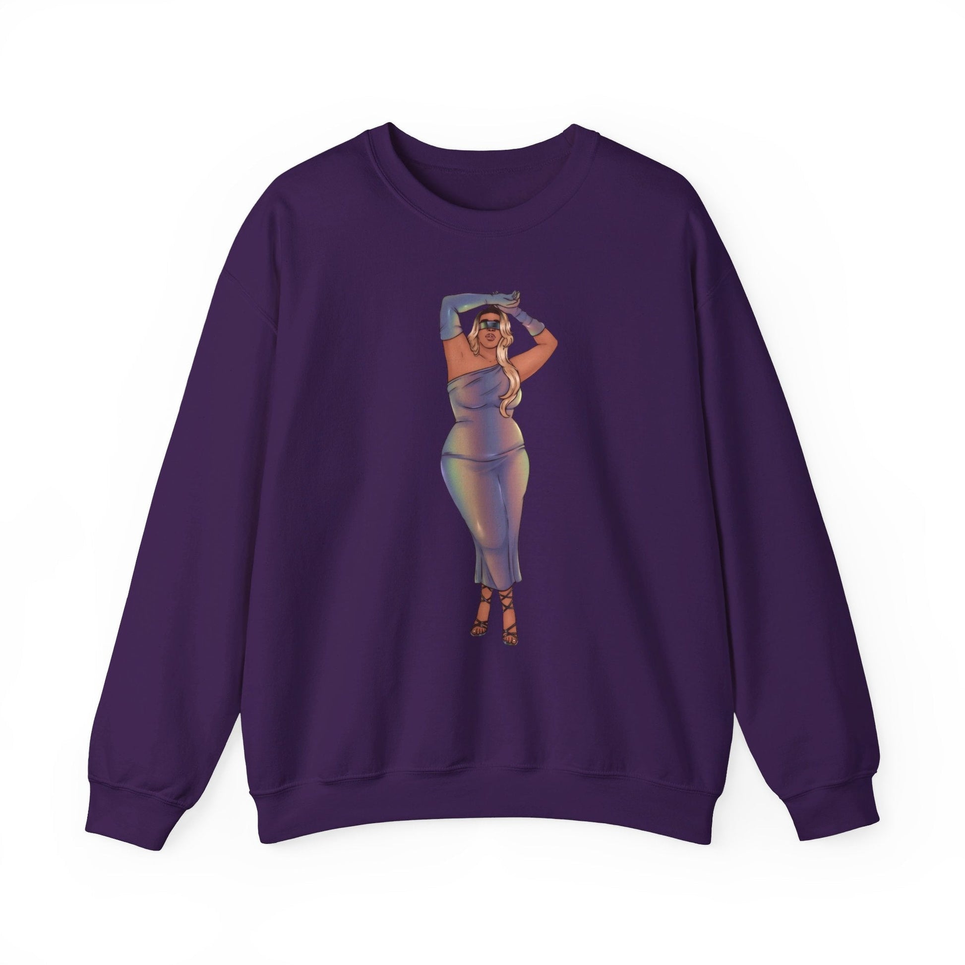 Crewneck Sweatshirt Featuring Plus Size Model Tazah Size S-5xl Sweatshirt Printify Purple S 