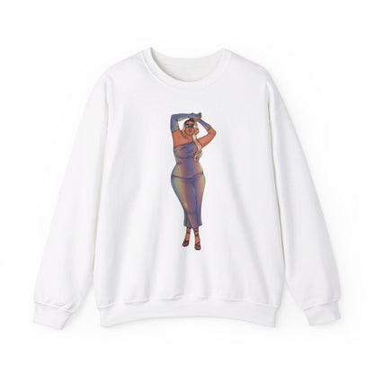 Crewneck Sweatshirt Featuring Plus Size Model Tazah Size S-5xl Sweatshirt Printify White S 