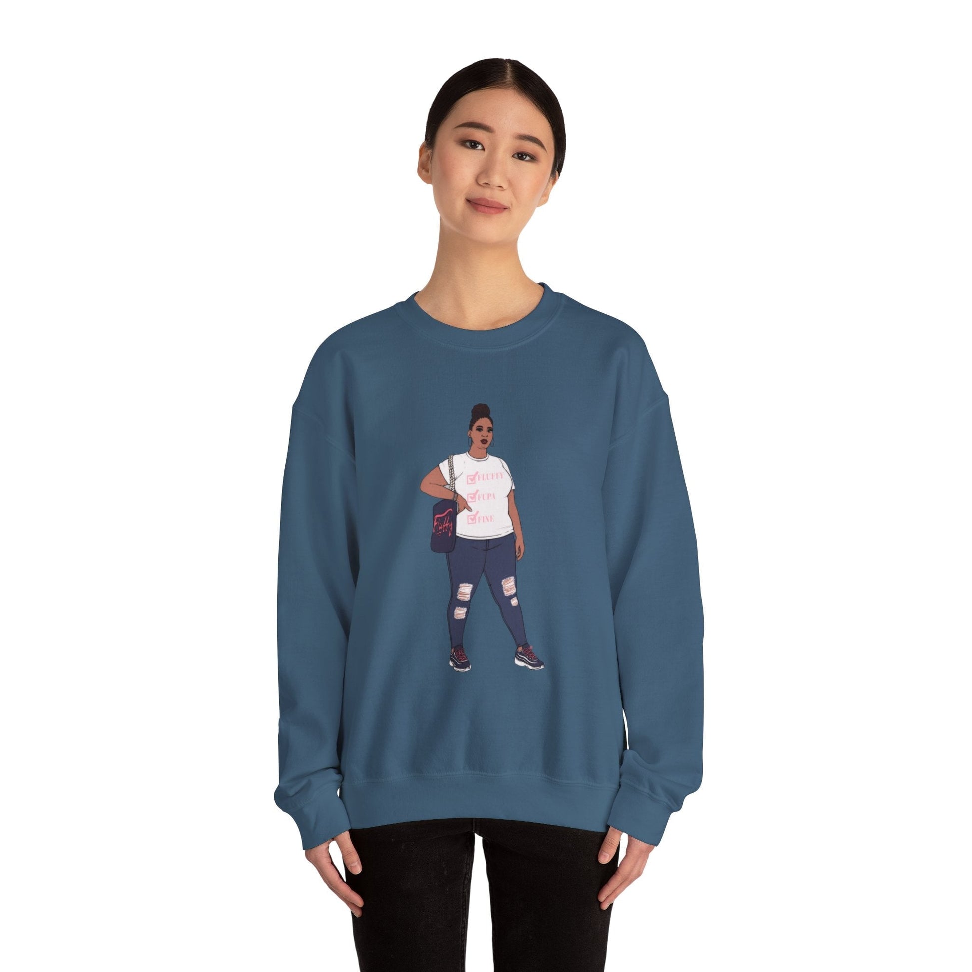 Crewneck Sweatshirt - Jana Plus Size Model Show Off Your Fluff Contest Winner Sweatshirt Printify 