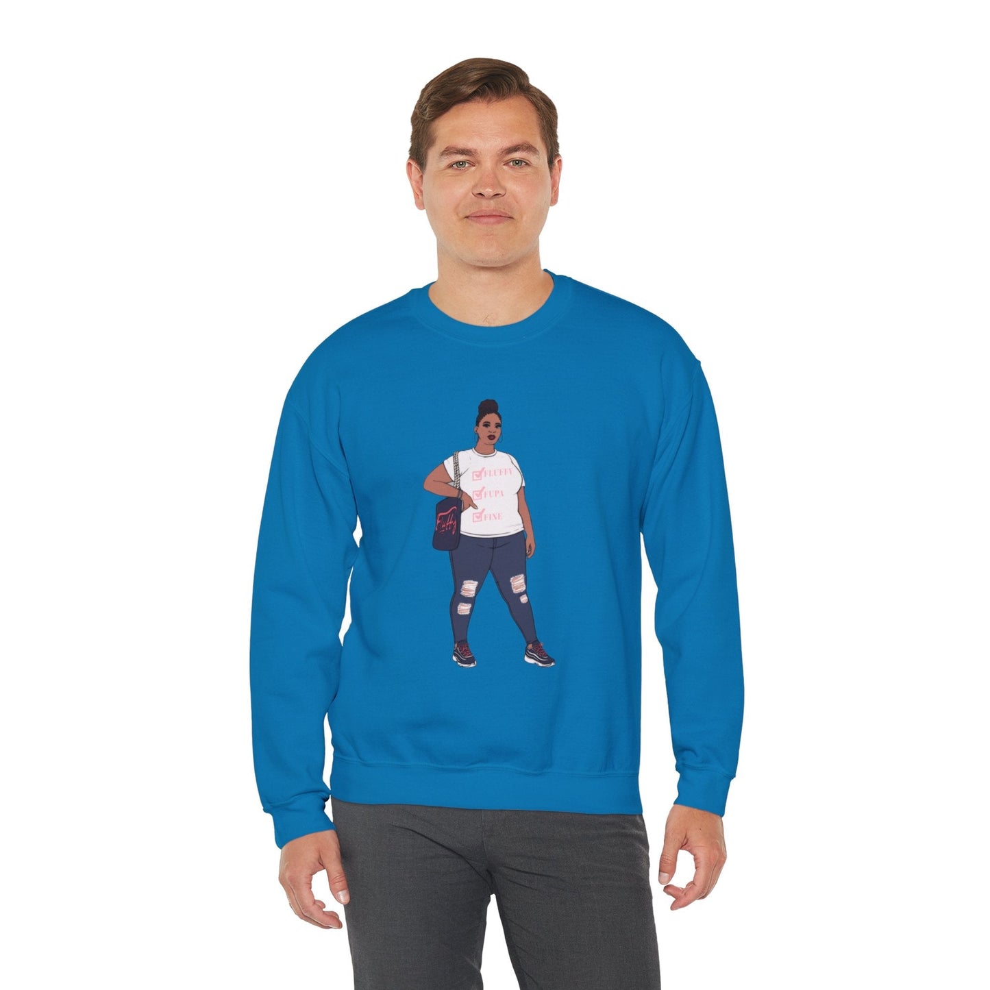 Crewneck Sweatshirt - Jana Plus Size Model Show Off Your Fluff Contest Winner Sweatshirt Printify 