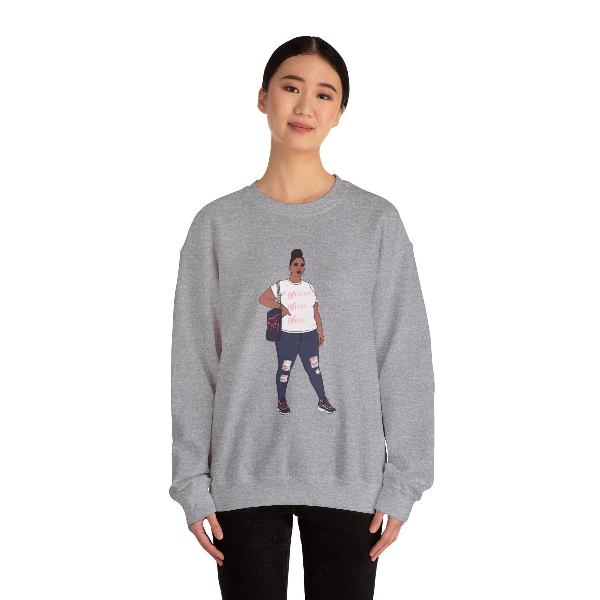 Crewneck Sweatshirt - Jana Plus Size Model Show Off Your Fluff Contest Winner Sweatshirt Printify 