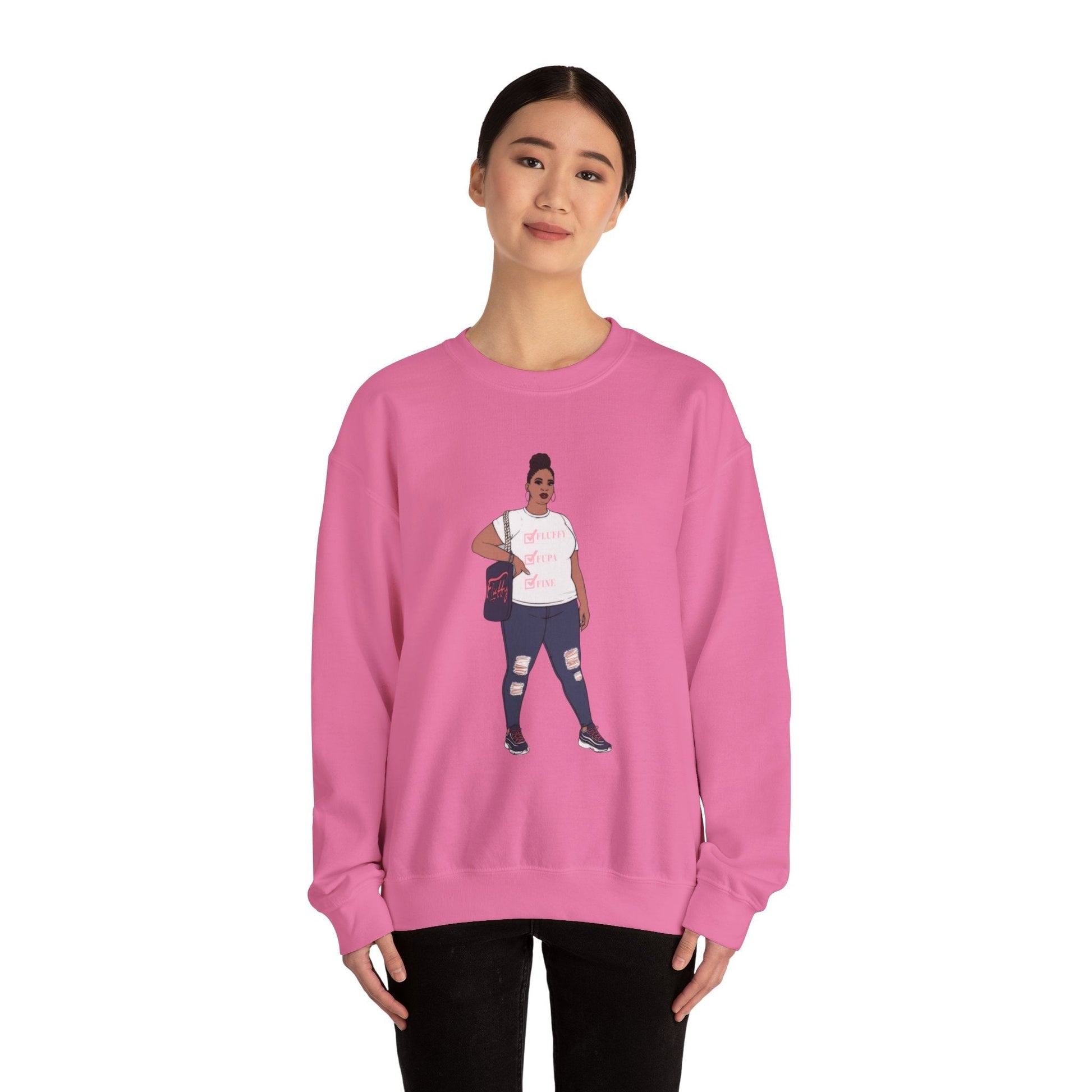 Crewneck Sweatshirt - Jana Plus Size Model Show Off Your Fluff Contest Winner Sweatshirt Printify 