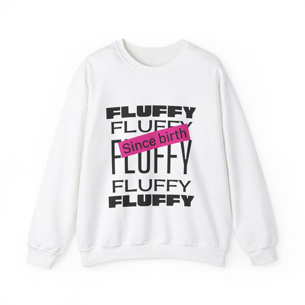Fluffy Since Birth Unisex Heavy Blend™ Crewneck Sweatshirt Sweatshirt Printify S White 