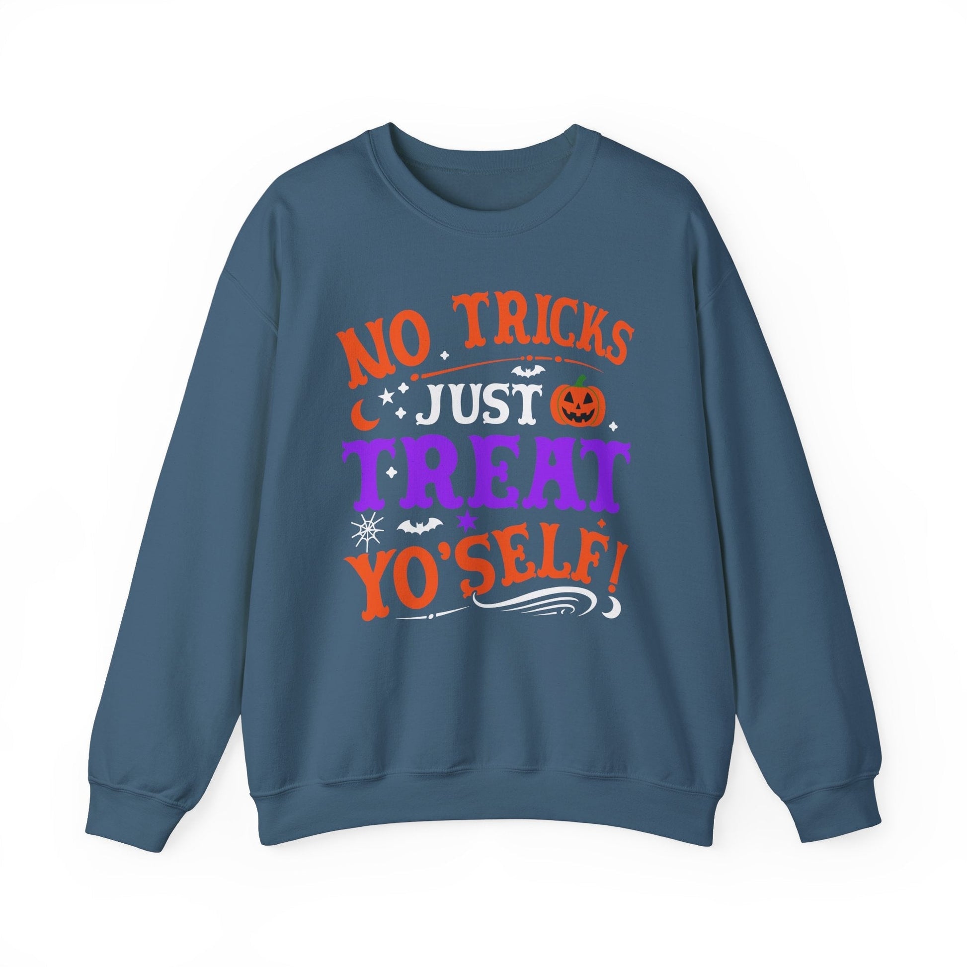 Halloween Limited Edition Crewneck Sweatshirt - Treat Yourself - Plus Size Up to 5XL Sweatshirt Printify Indigo Blue S 