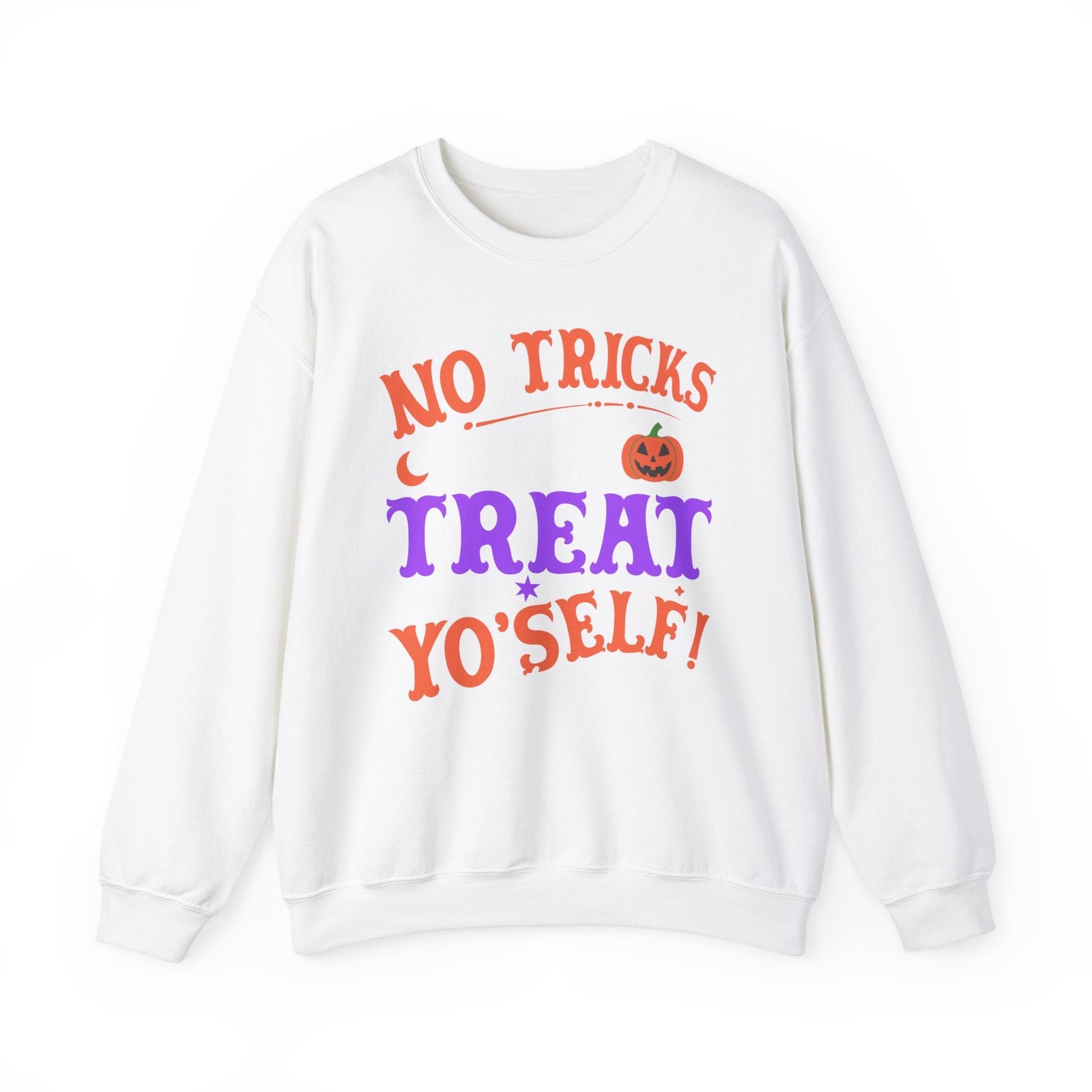 Halloween Limited Edition Crewneck Sweatshirt - Treat Yourself - Plus Size Up to 5XL Sweatshirt Printify White S 