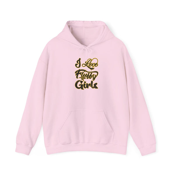 'I Love Fluffy Girls' Hooded Sweatshirt — Sizes S–5XL Hoodie Printify S Light Pink 