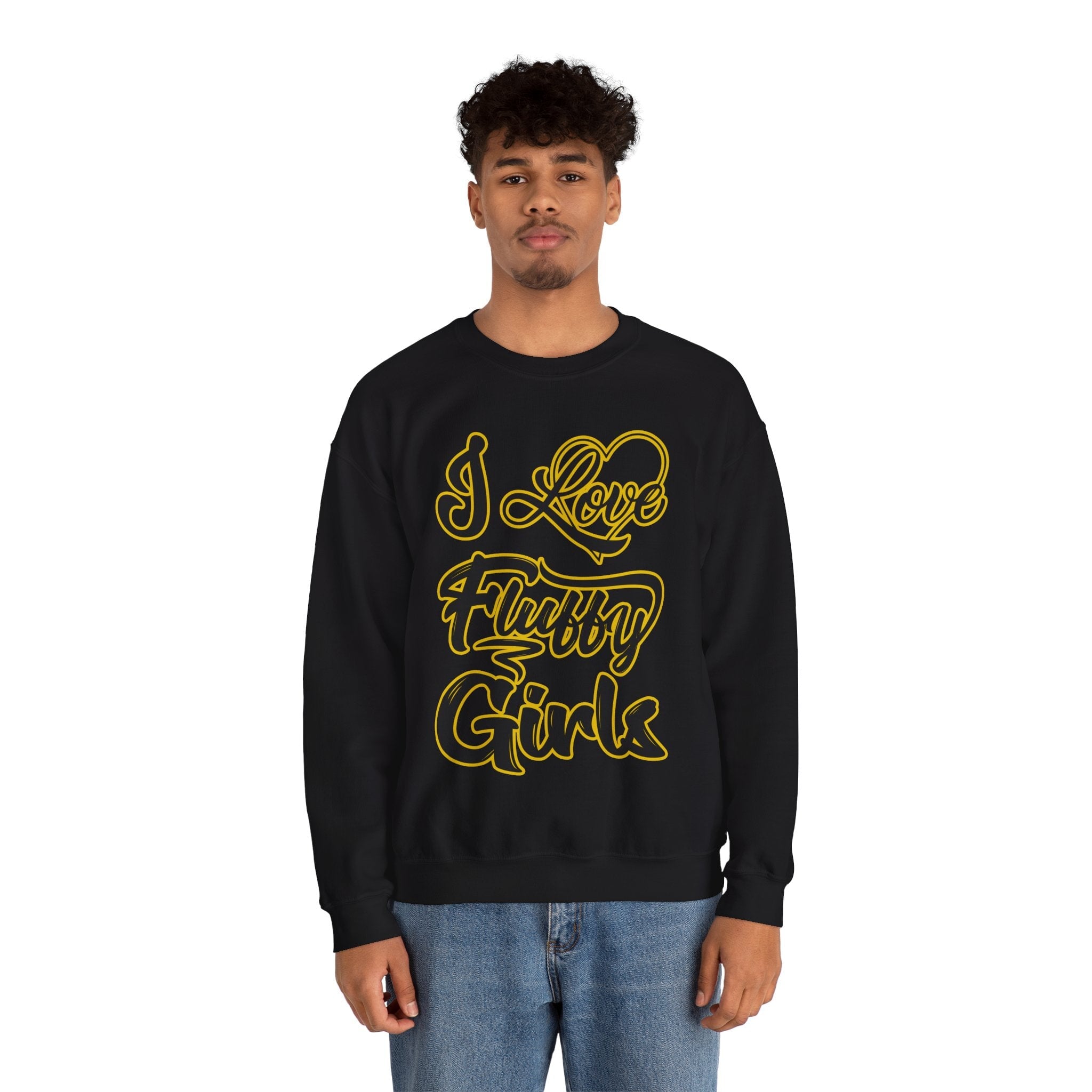 I Love Fluffy Girls Sweatshirt — Cute Fuzzy Pride Crewneck Sweatshirt Printify 