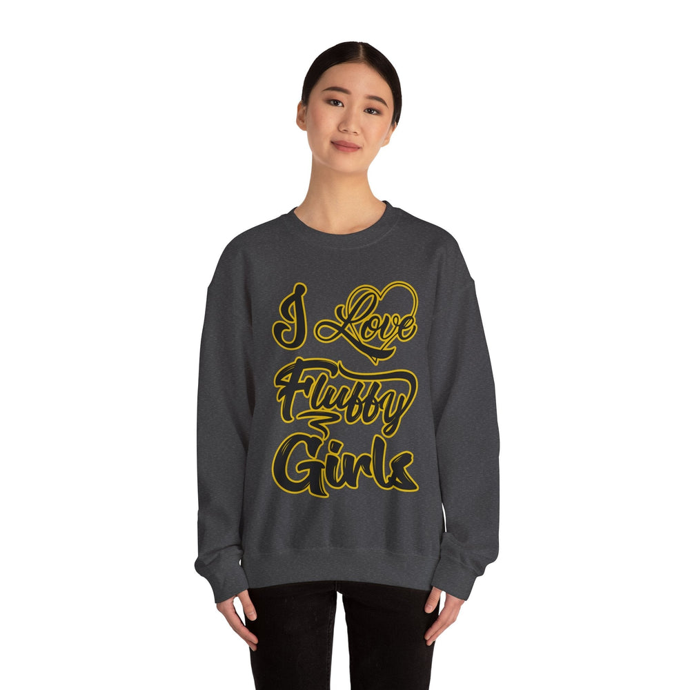 I Love Fluffy Girls Sweatshirt — Cute Fuzzy Pride Crewneck Sweatshirt Printify 