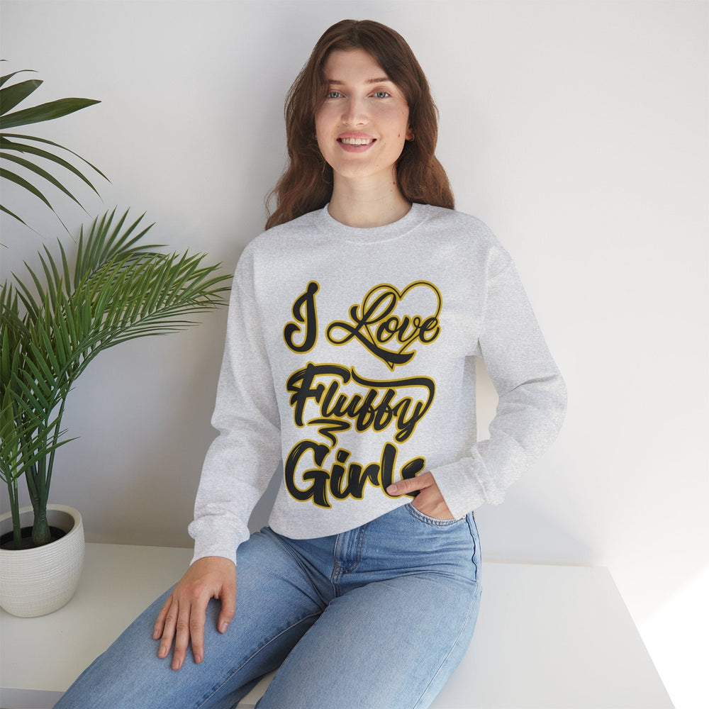 I Love Fluffy Girls Sweatshirt — Cute Fuzzy Pride Crewneck Sweatshirt Printify 