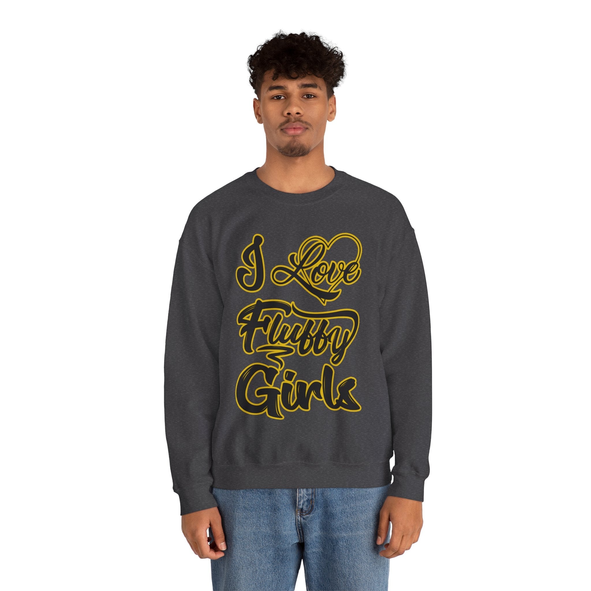 I Love Fluffy Girls Sweatshirt — Cute Fuzzy Pride Crewneck Sweatshirt Printify 