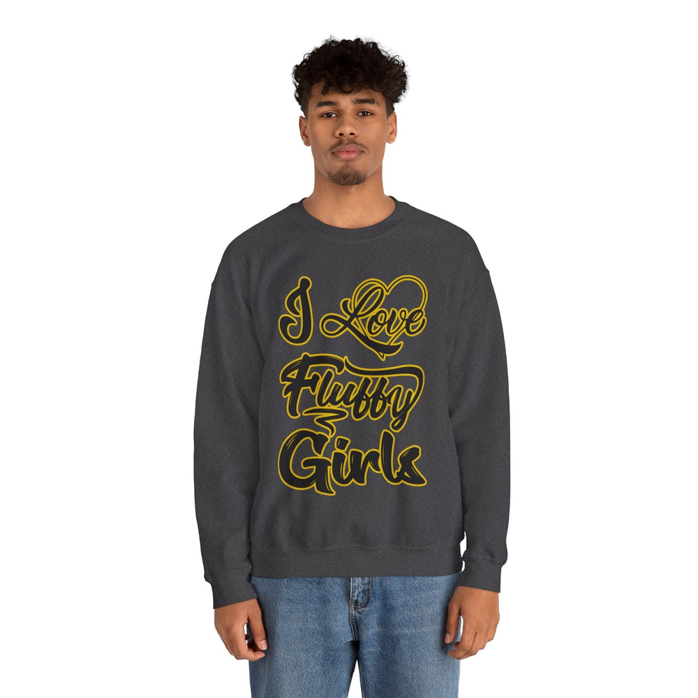 I Love Fluffy Girls Sweatshirt — Cute Fuzzy Pride Crewneck Sweatshirt Printify 