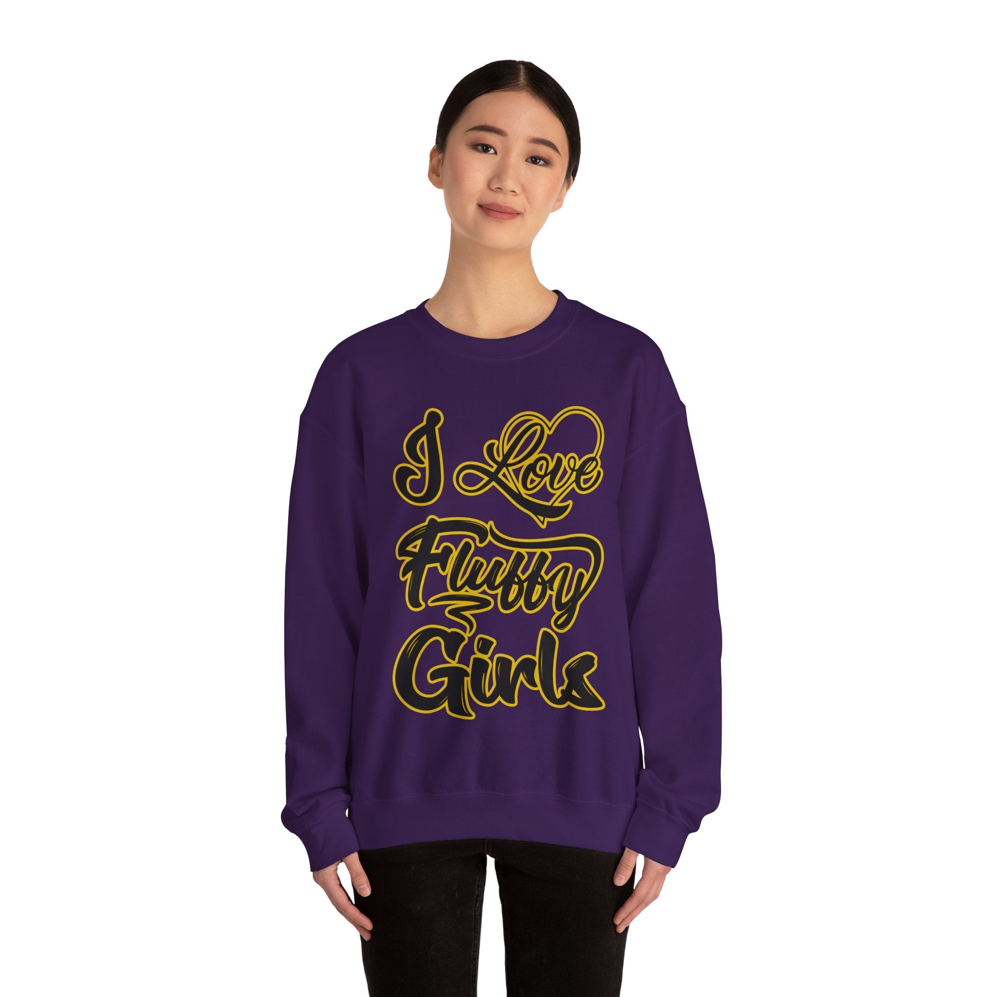 I Love Fluffy Girls Sweatshirt — Cute Fuzzy Pride Crewneck Sweatshirt Printify 