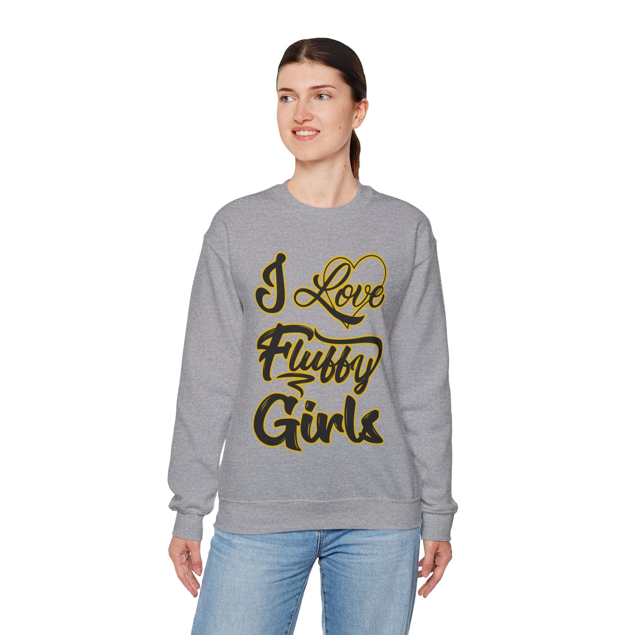 I Love Fluffy Girls Sweatshirt — Cute Fuzzy Pride Crewneck Sweatshirt Printify 