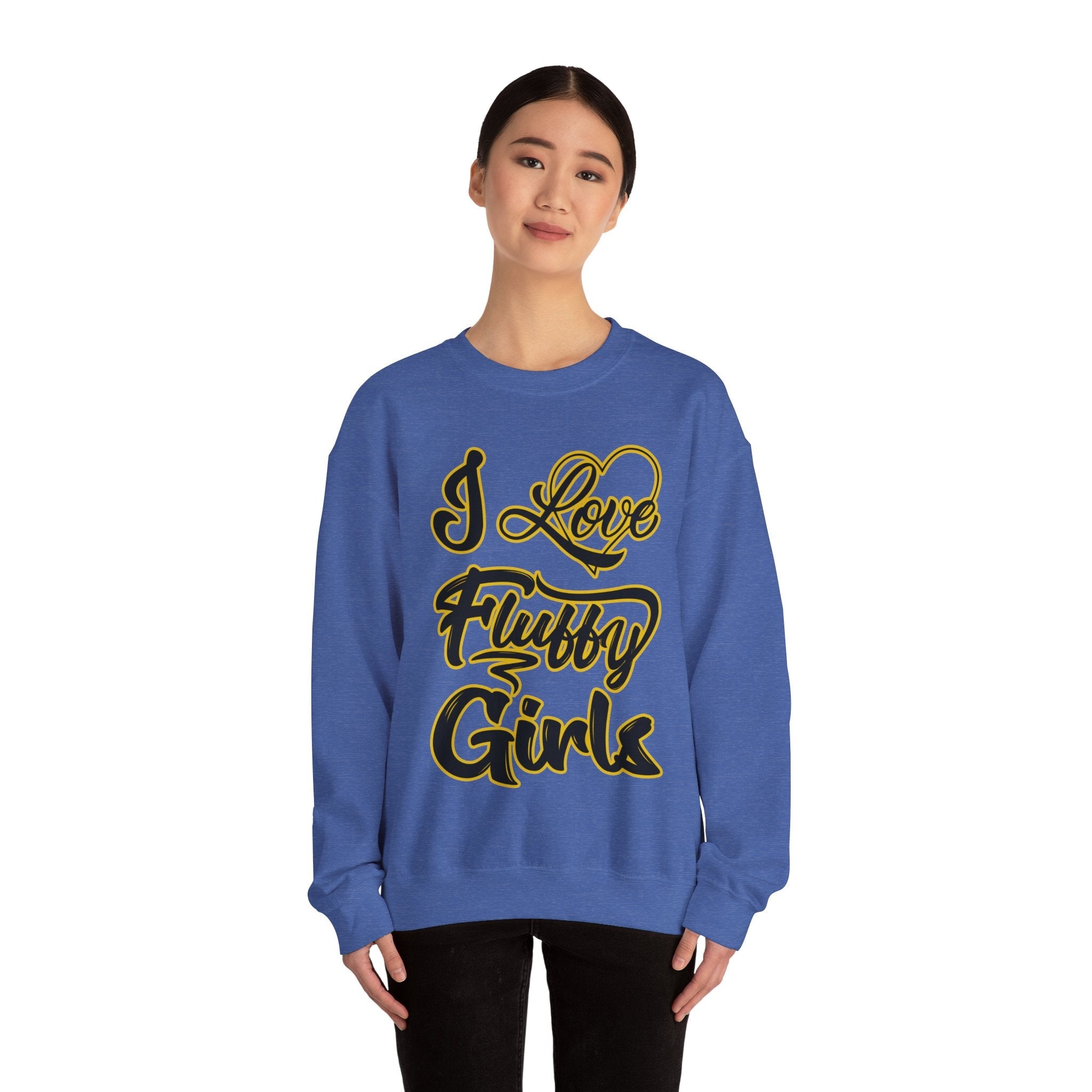 I Love Fluffy Girls Sweatshirt — Cute Fuzzy Pride Crewneck Sweatshirt Printify 