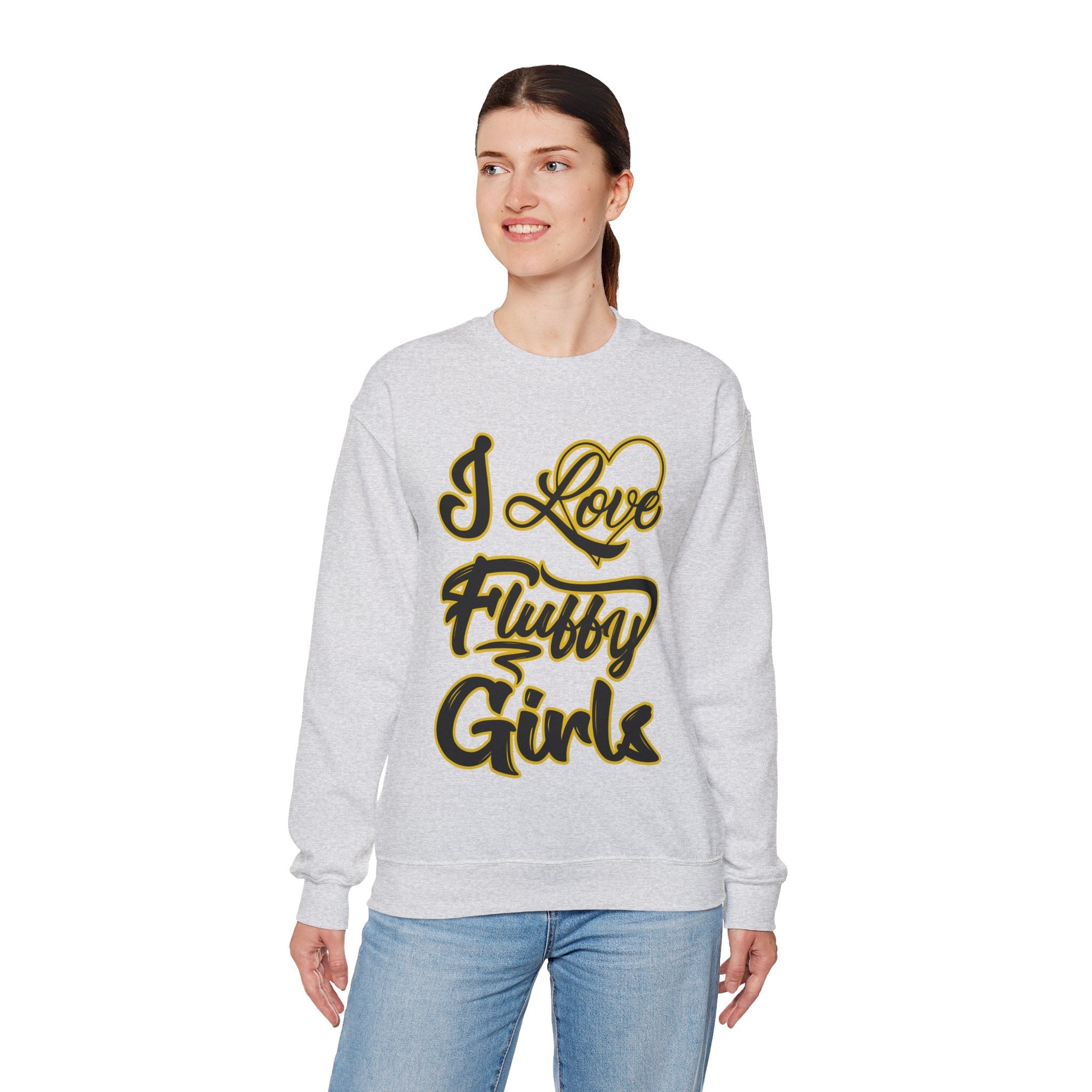 I Love Fluffy Girls Sweatshirt — Cute Fuzzy Pride Crewneck Sweatshirt Printify 