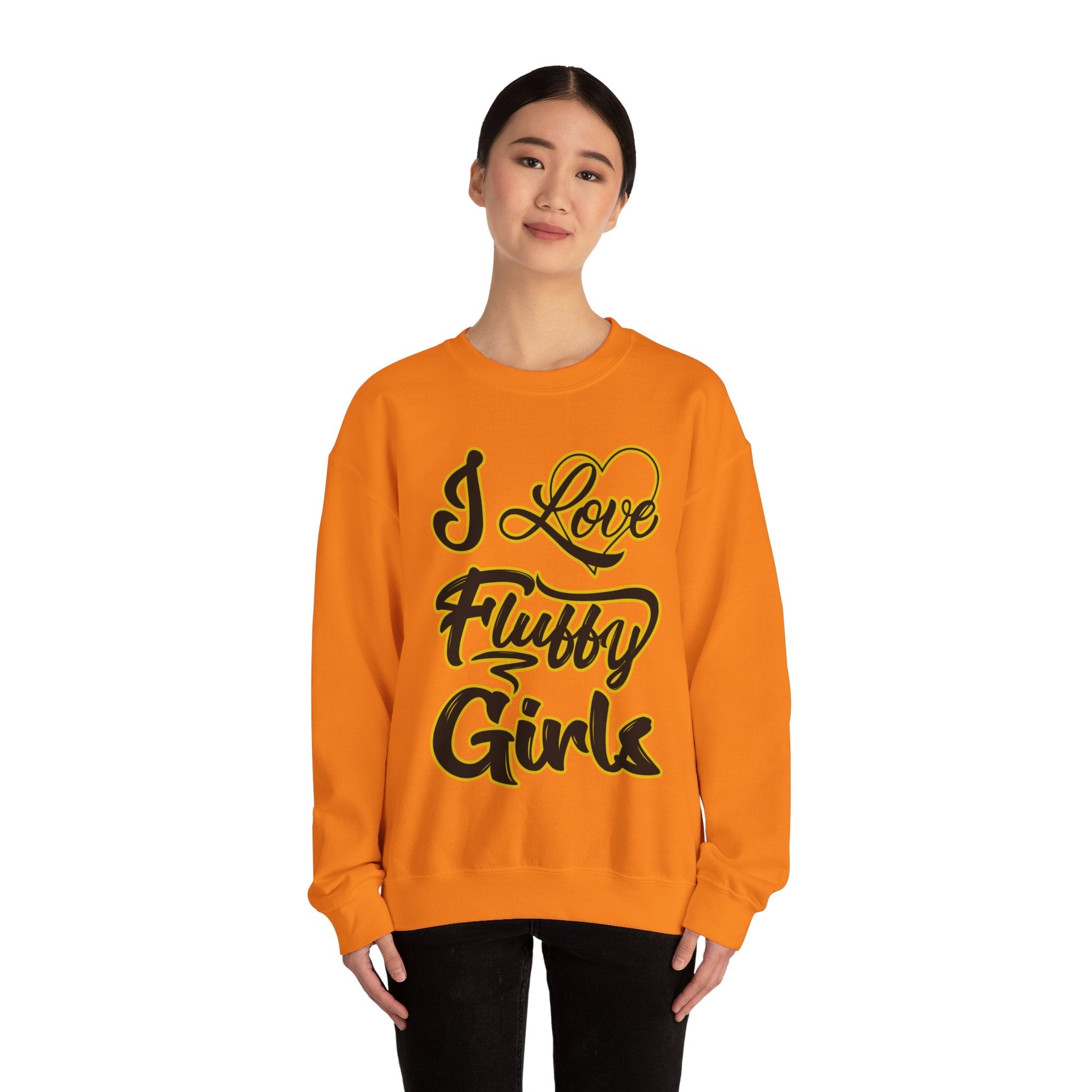 I Love Fluffy Girls Sweatshirt — Cute Fuzzy Pride Crewneck Sweatshirt Printify 