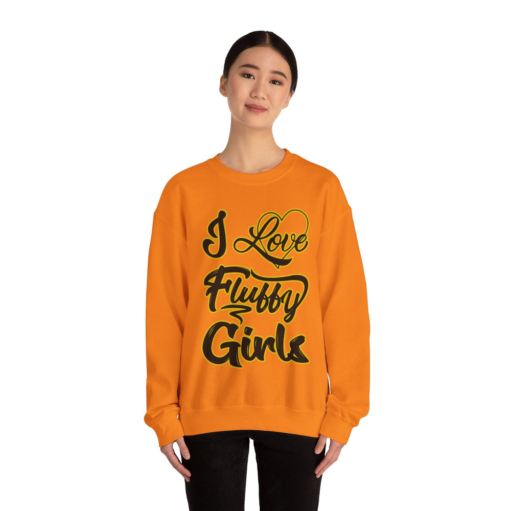 I Love Fluffy Girls Sweatshirt — Cute Fuzzy Pride Crewneck Sweatshirt Printify 