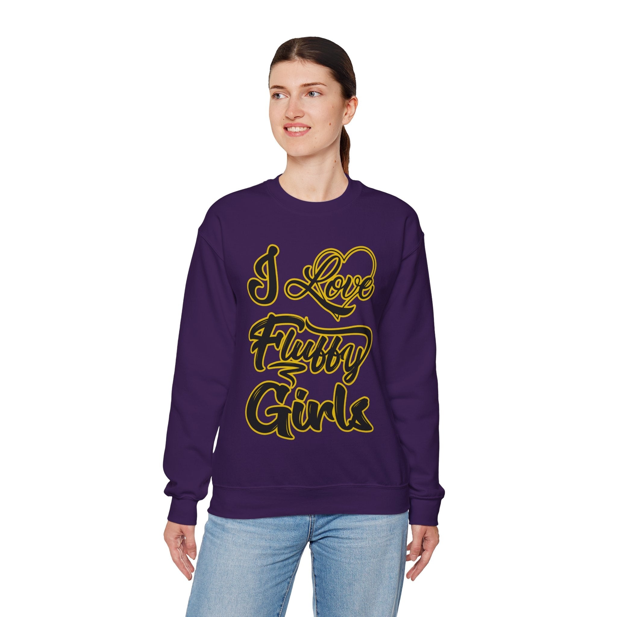 I Love Fluffy Girls Sweatshirt — Cute Fuzzy Pride Crewneck Sweatshirt Printify 
