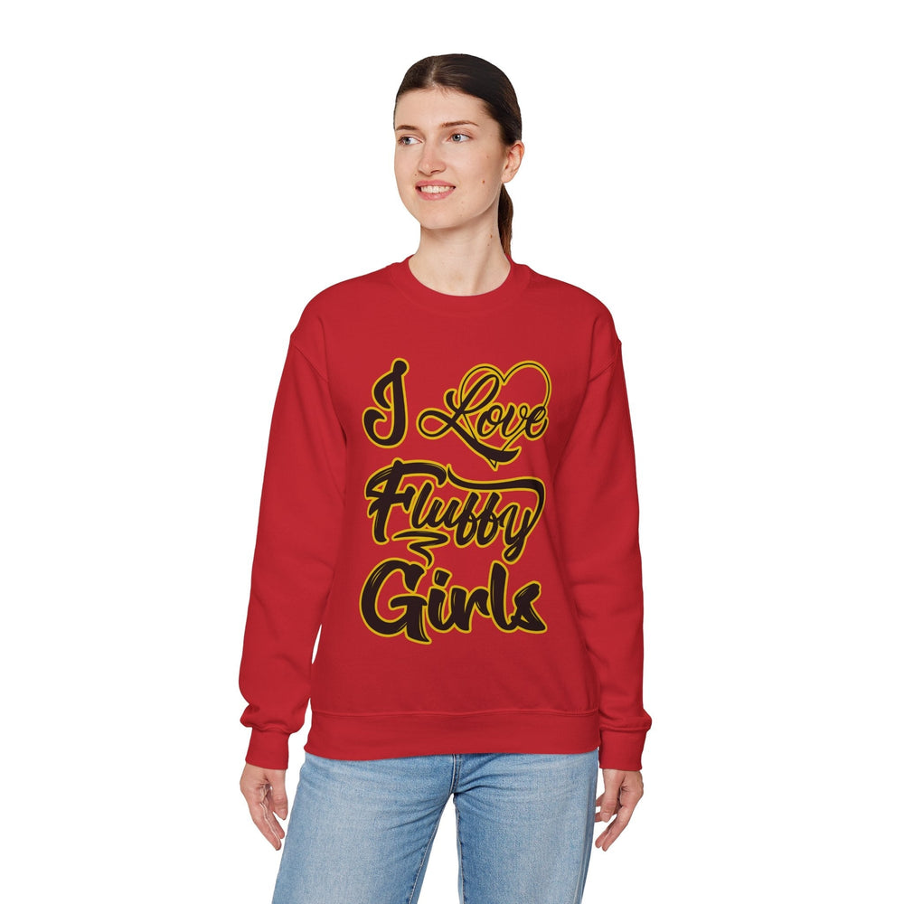 I Love Fluffy Girls Sweatshirt — Cute Fuzzy Pride Crewneck Sweatshirt Printify 