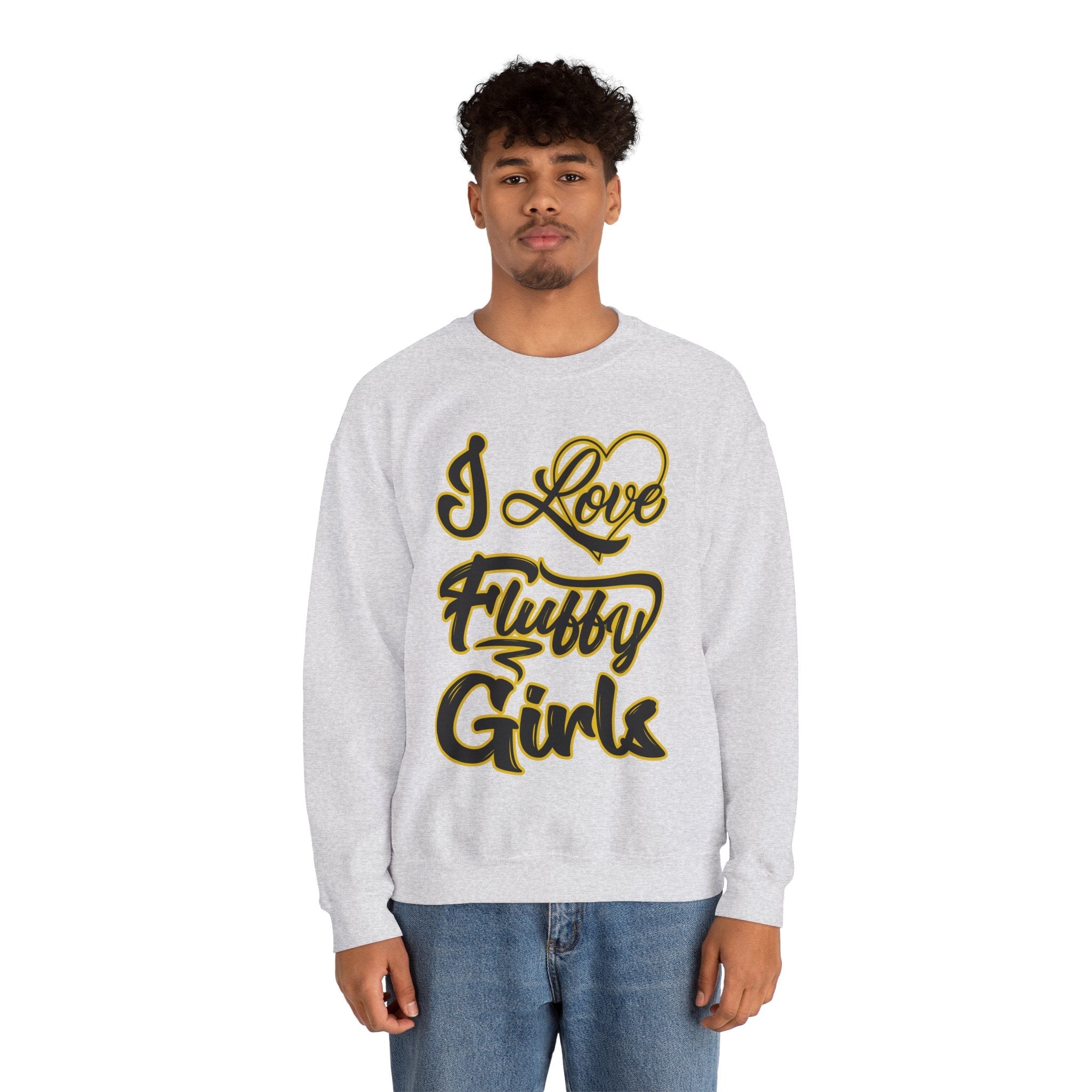 I Love Fluffy Girls Sweatshirt — Cute Fuzzy Pride Crewneck Sweatshirt Printify 