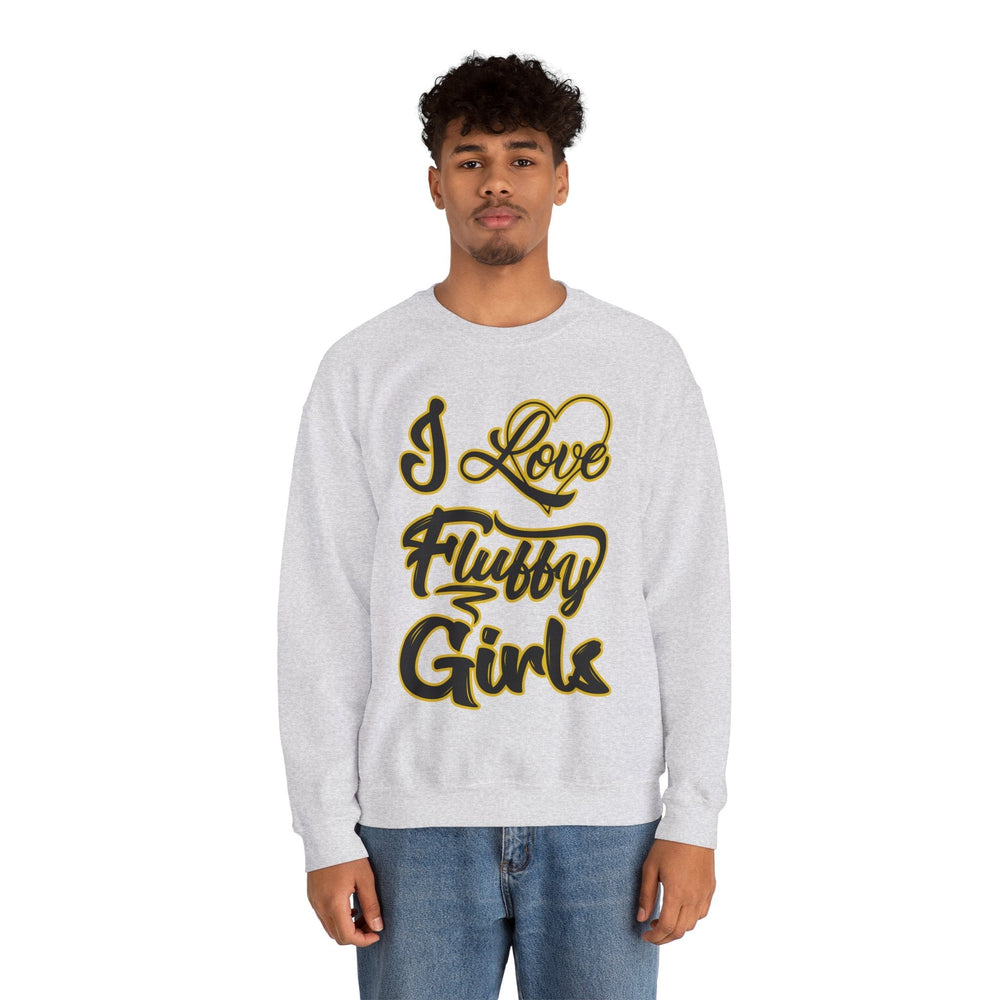 I Love Fluffy Girls Sweatshirt — Cute Fuzzy Pride Crewneck Sweatshirt Printify 