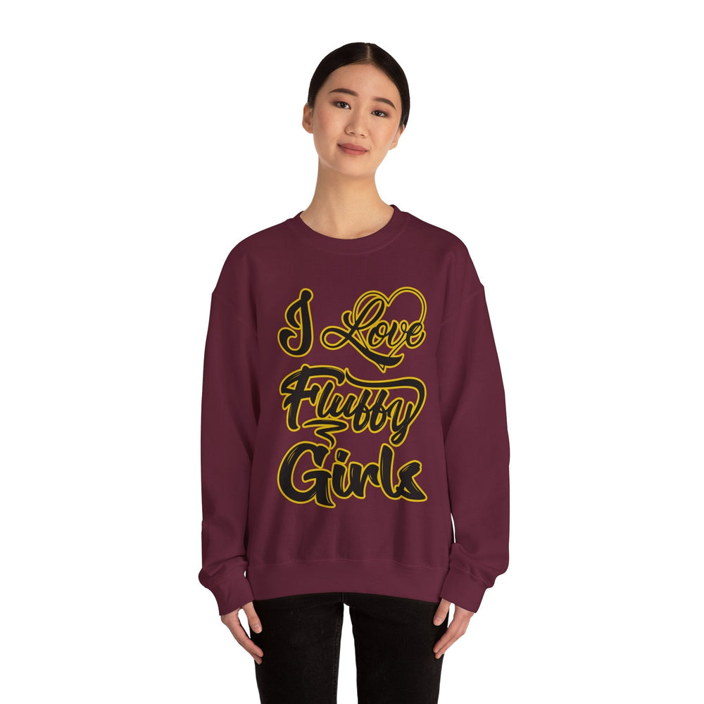 I Love Fluffy Girls Sweatshirt — Cute Fuzzy Pride Crewneck Sweatshirt Printify 