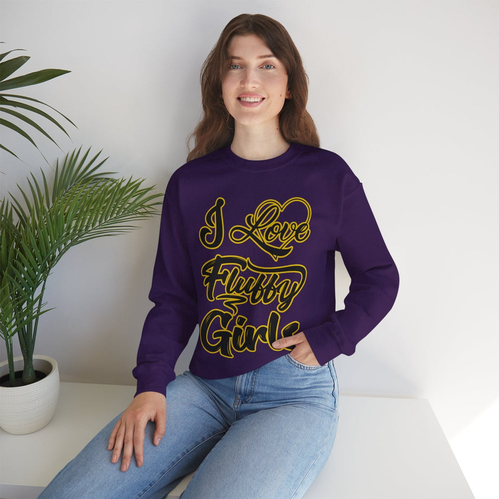 I Love Fluffy Girls Sweatshirt — Cute Fuzzy Pride Crewneck Sweatshirt Printify 