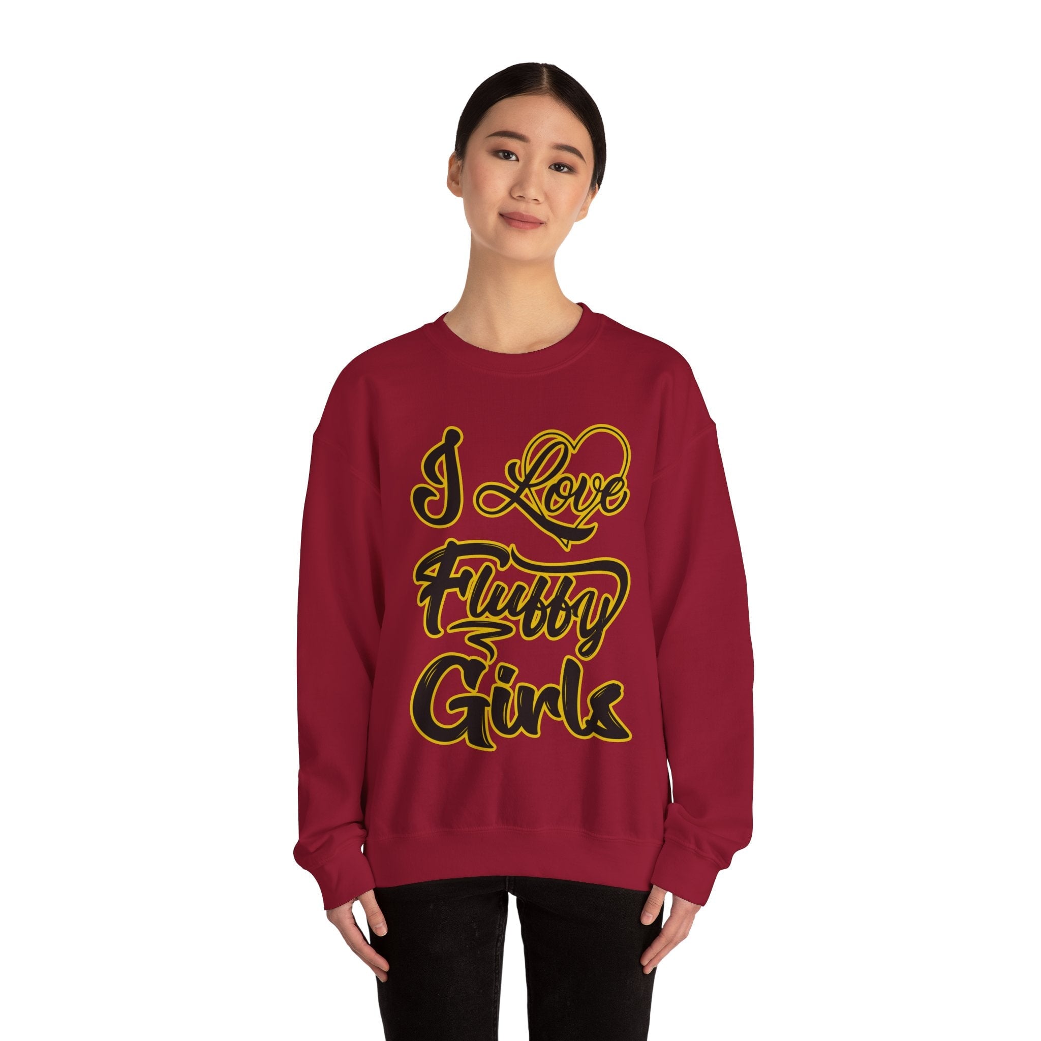 I Love Fluffy Girls Sweatshirt — Cute Fuzzy Pride Crewneck Sweatshirt Printify 