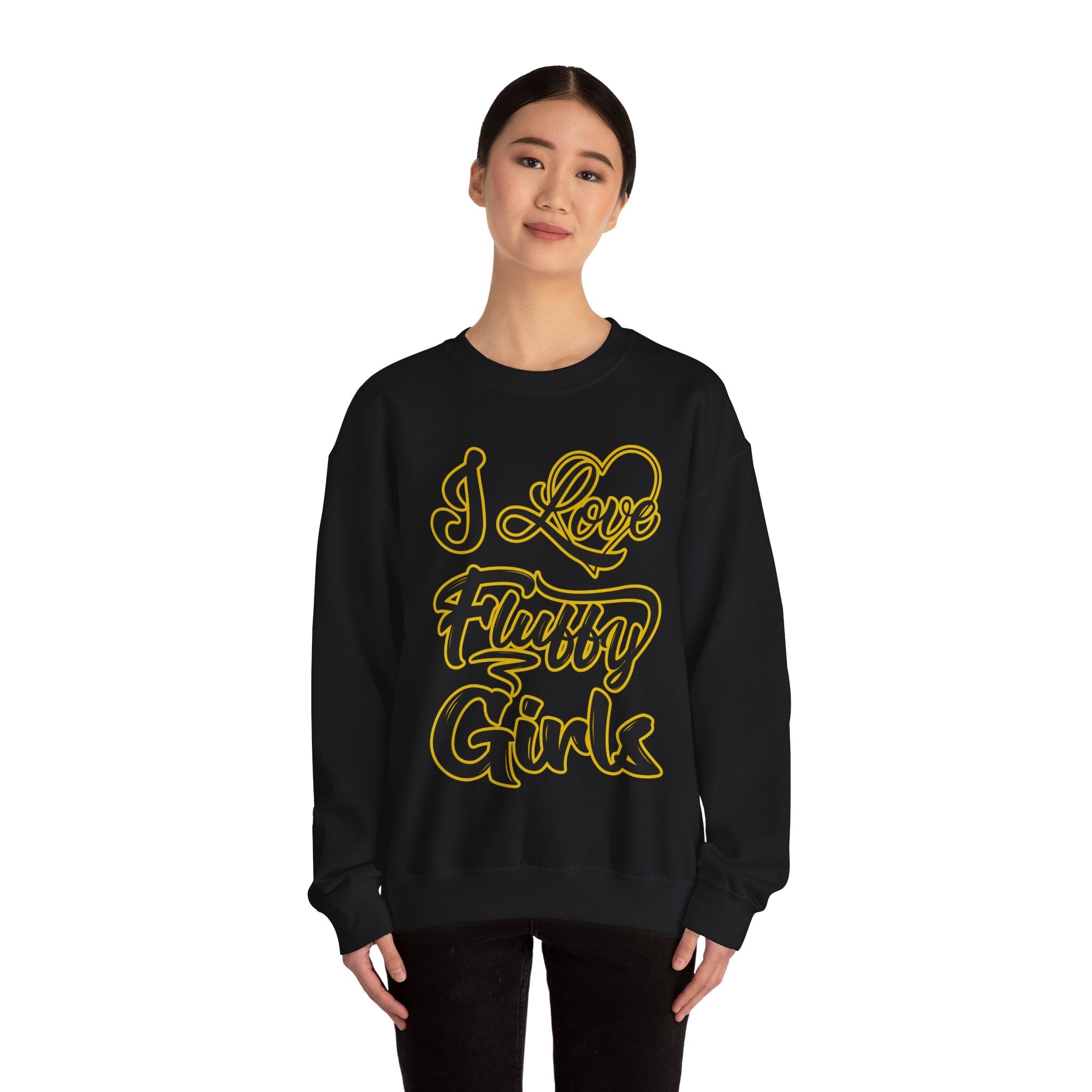 I Love Fluffy Girls Sweatshirt — Cute Fuzzy Pride Crewneck Sweatshirt Printify 