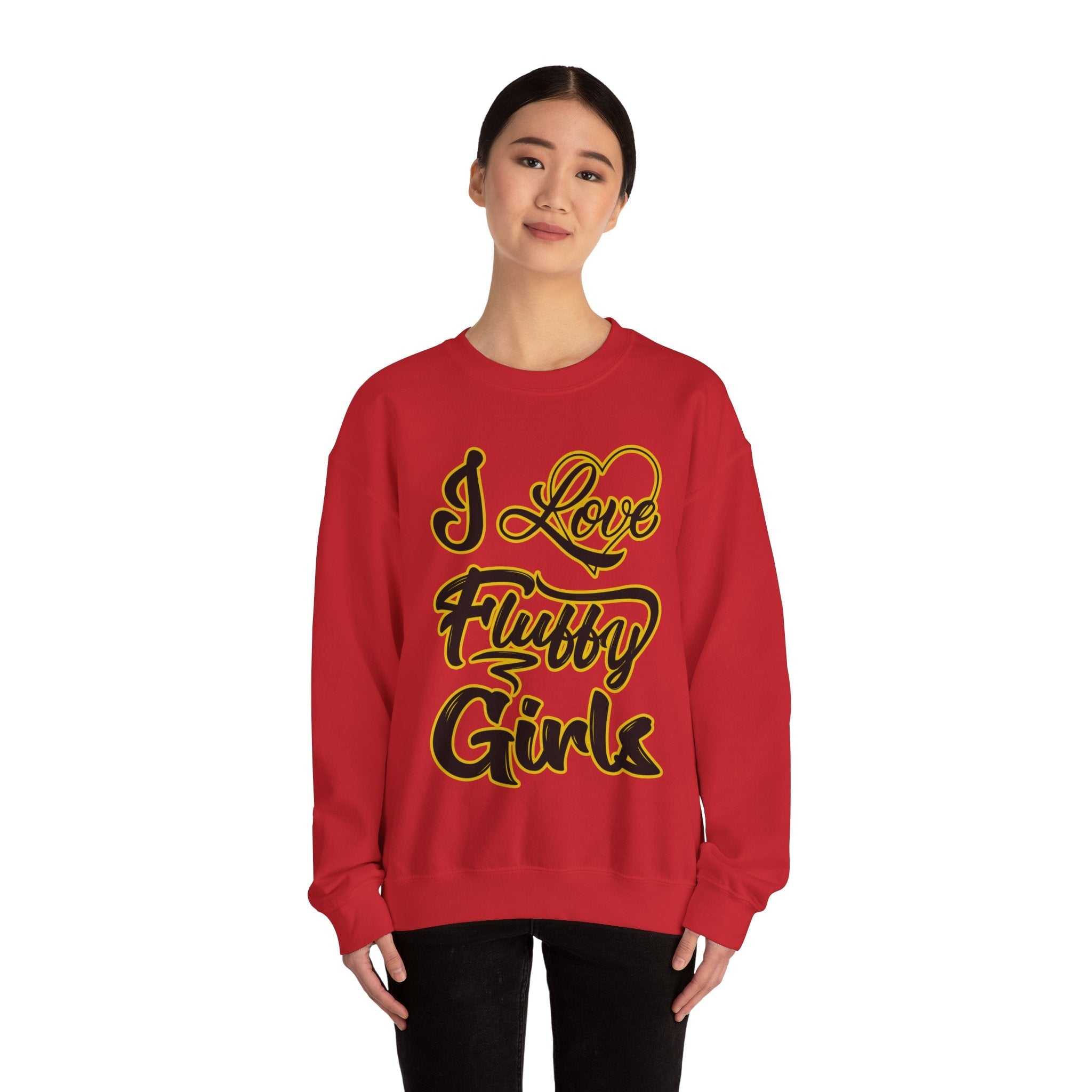 I Love Fluffy Girls Sweatshirt — Cute Fuzzy Pride Crewneck Sweatshirt Printify 