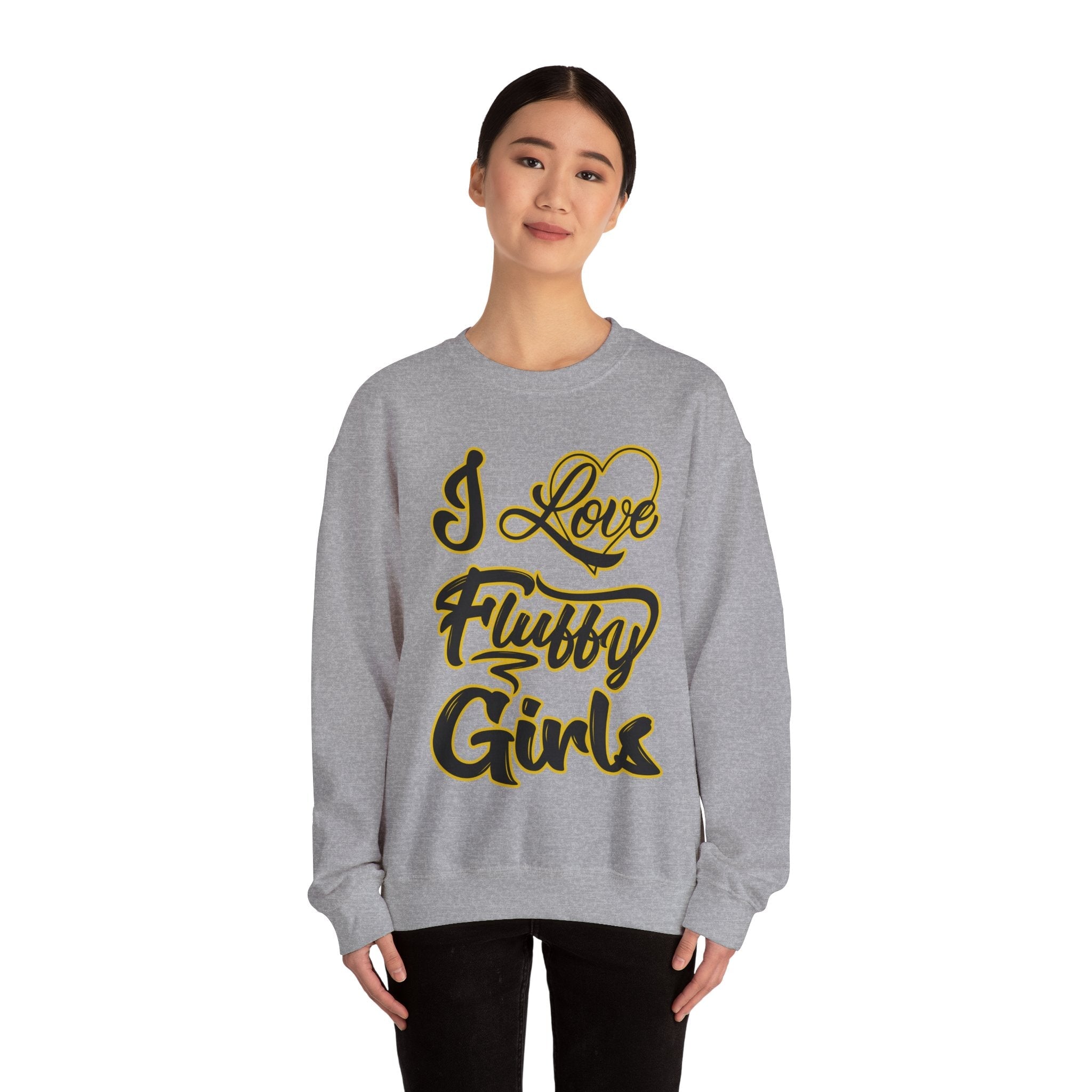 I Love Fluffy Girls Sweatshirt — Cute Fuzzy Pride Crewneck Sweatshirt Printify 