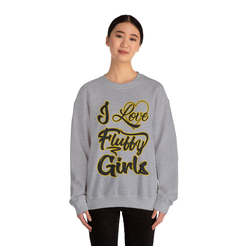 I Love Fluffy Girls Sweatshirt — Cute Fuzzy Pride Crewneck Sweatshirt Printify 