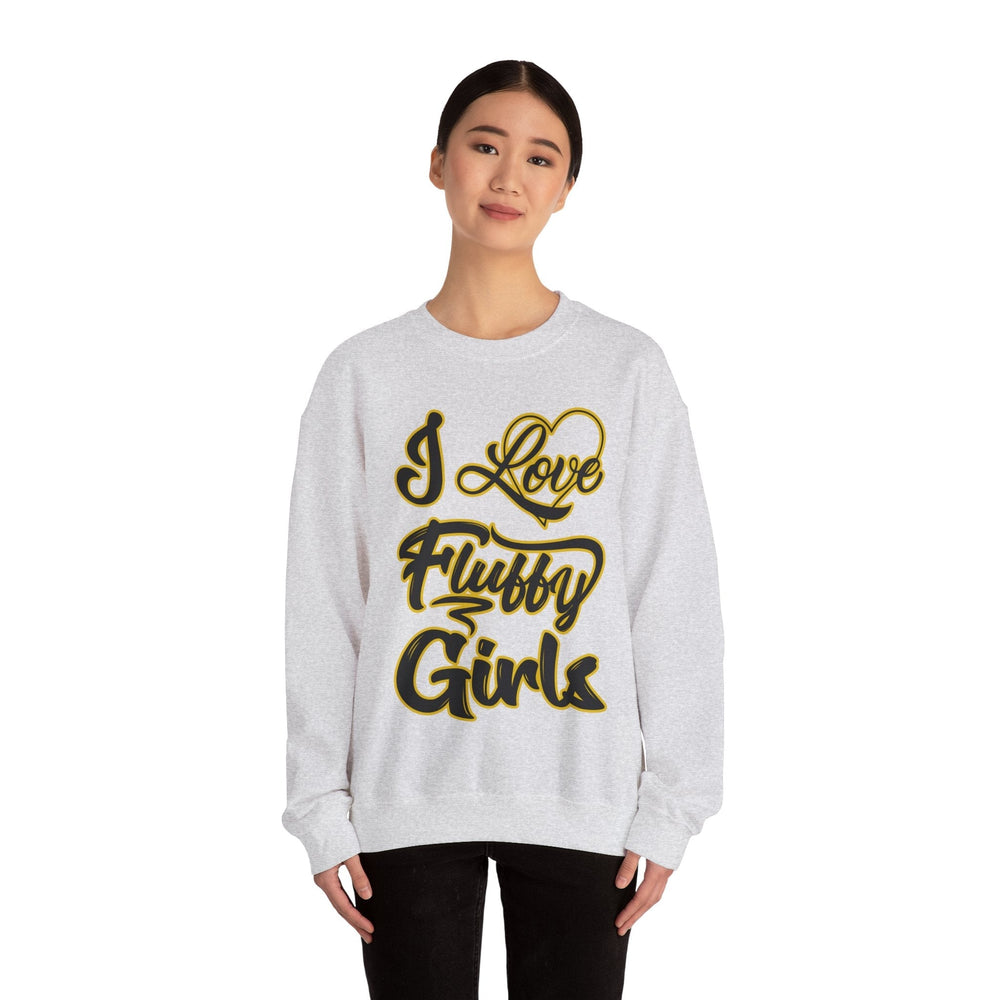 I Love Fluffy Girls Sweatshirt — Cute Fuzzy Pride Crewneck Sweatshirt Printify 