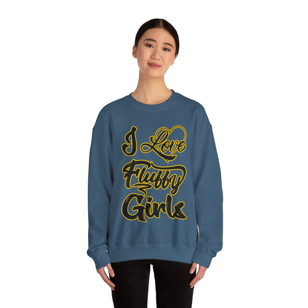 I Love Fluffy Girls Sweatshirt — Cute Fuzzy Pride Crewneck Sweatshirt Printify 