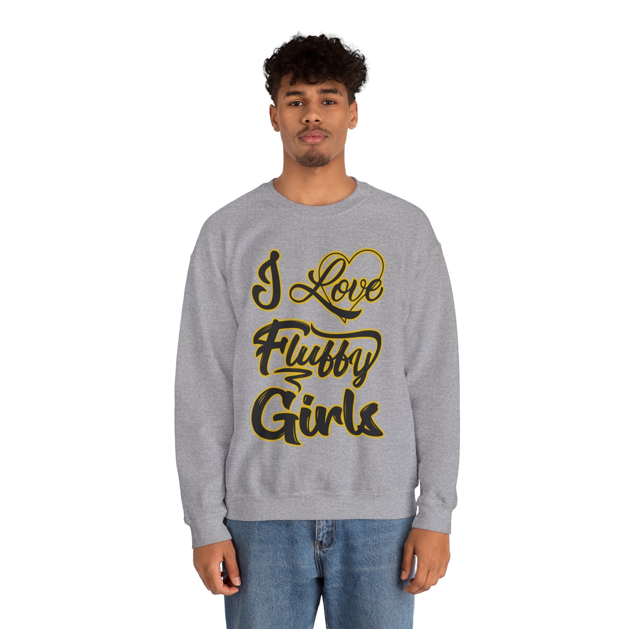 I Love Fluffy Girls Sweatshirt — Cute Fuzzy Pride Crewneck Sweatshirt Printify 