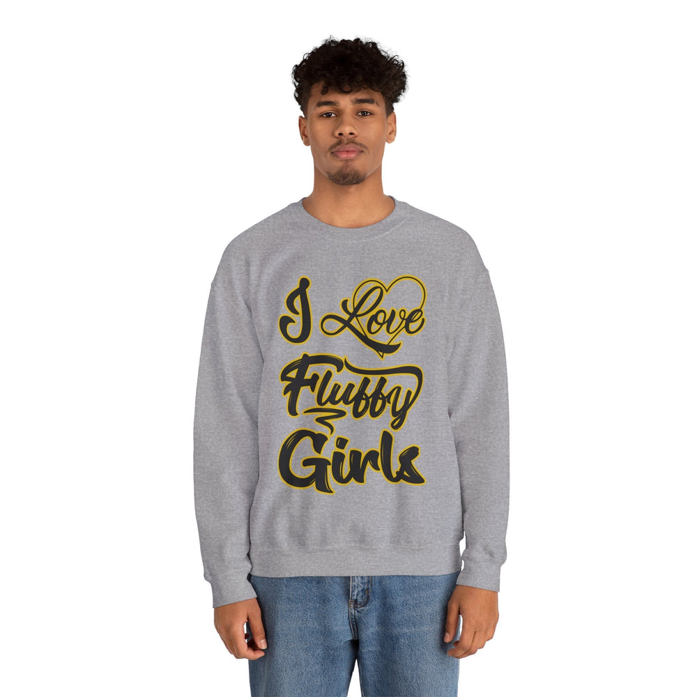 I Love Fluffy Girls Sweatshirt — Cute Fuzzy Pride Crewneck Sweatshirt Printify 