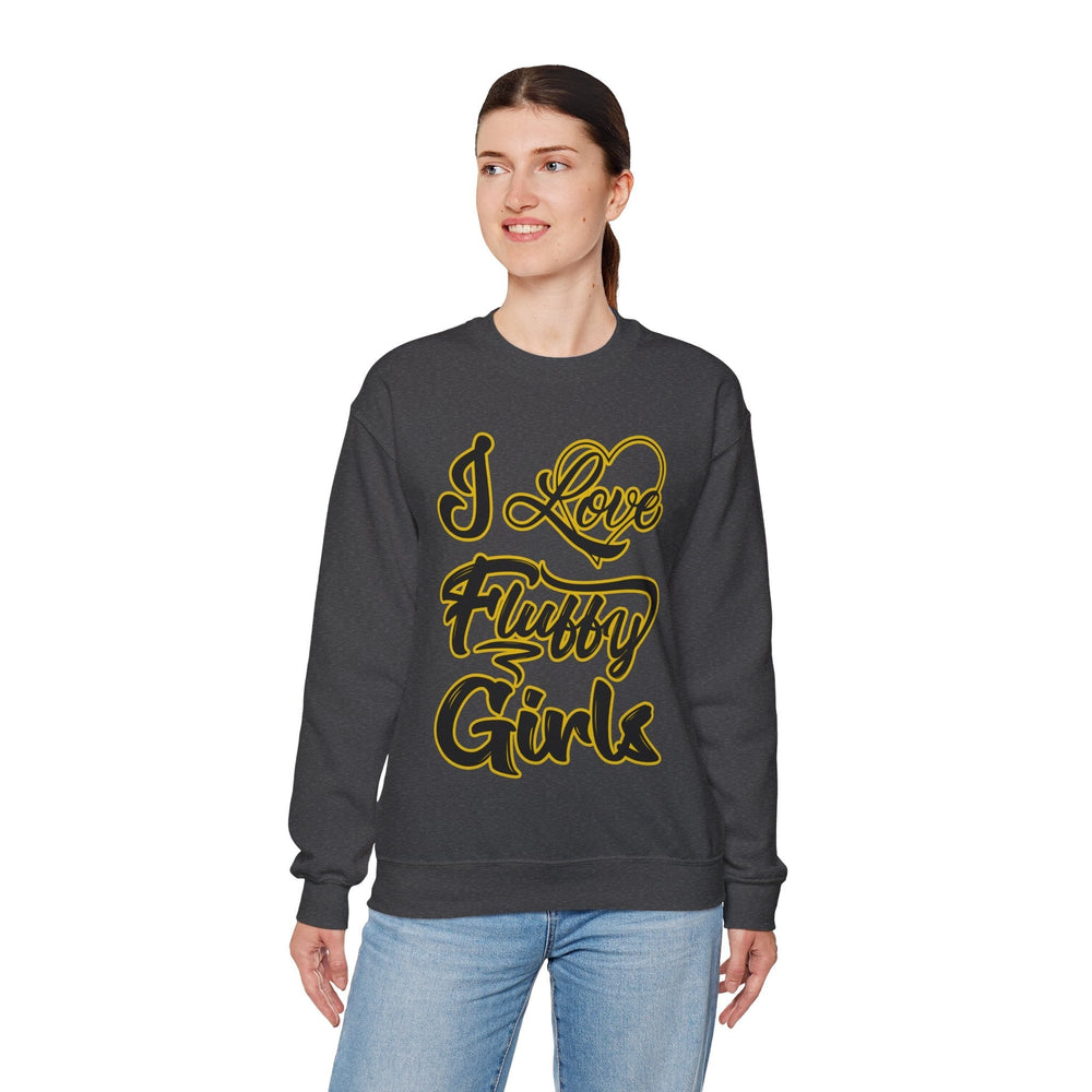 I Love Fluffy Girls Sweatshirt — Cute Fuzzy Pride Crewneck Sweatshirt Printify 