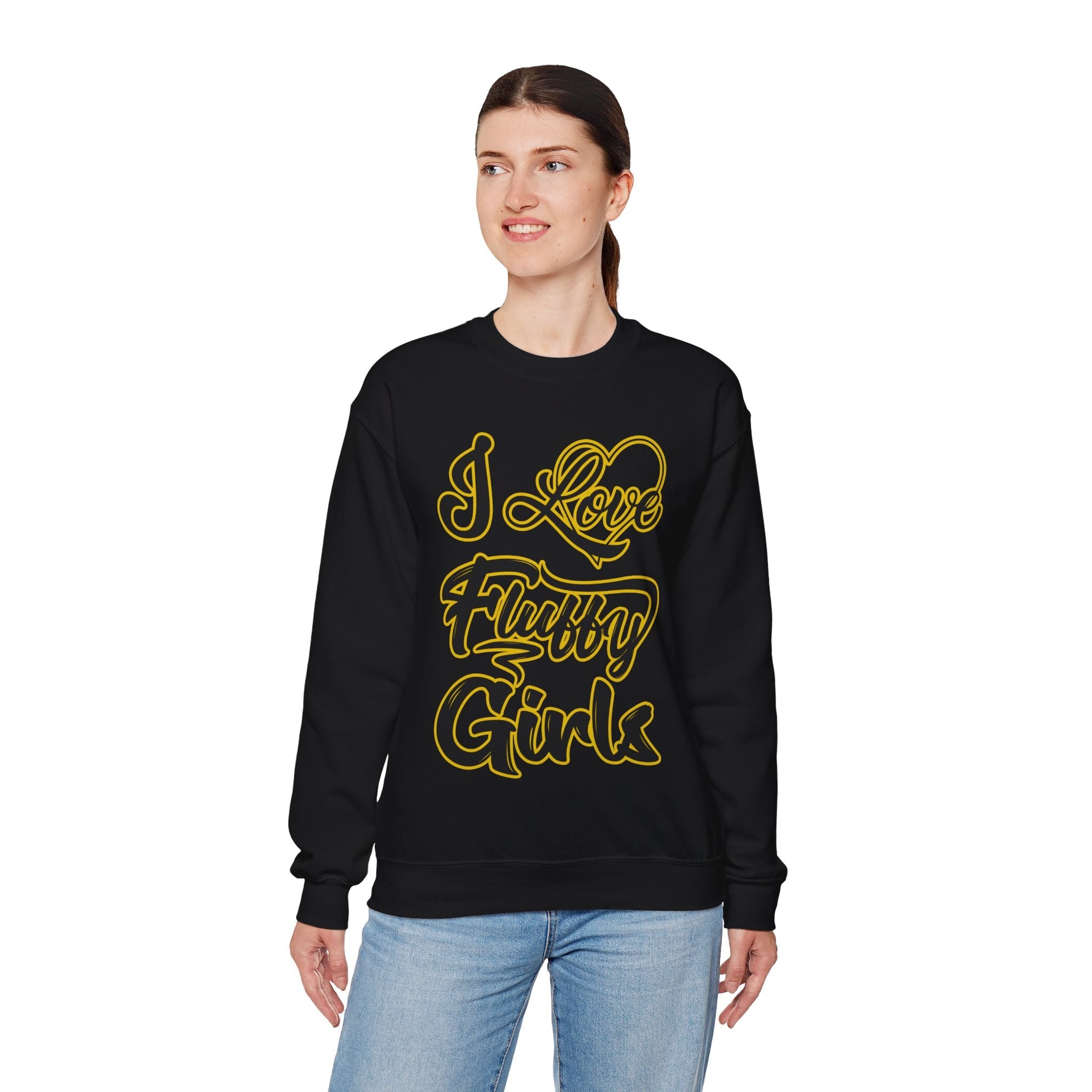 I Love Fluffy Girls Sweatshirt — Cute Fuzzy Pride Crewneck Sweatshirt Printify 