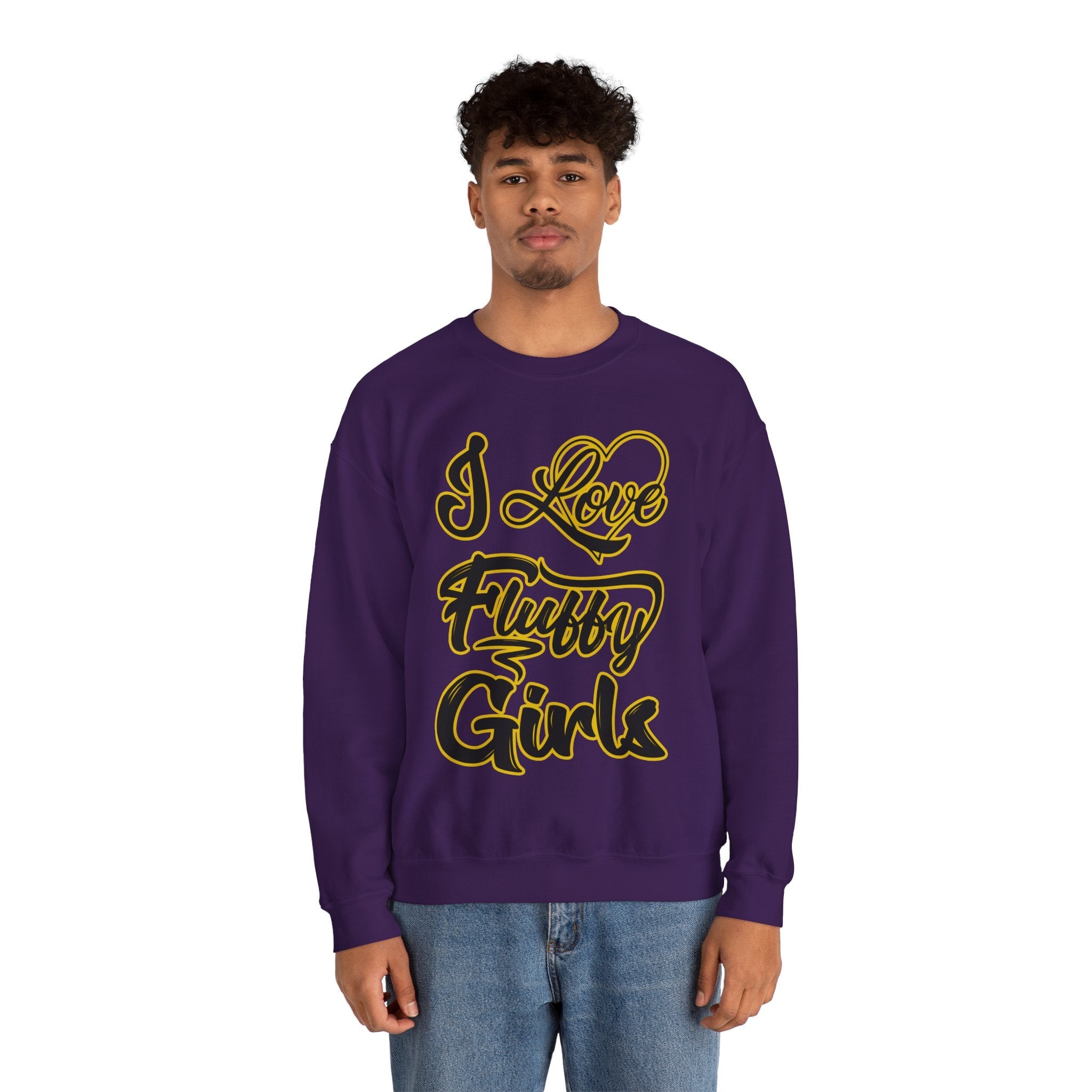 I Love Fluffy Girls Sweatshirt — Cute Fuzzy Pride Crewneck Sweatshirt Printify 