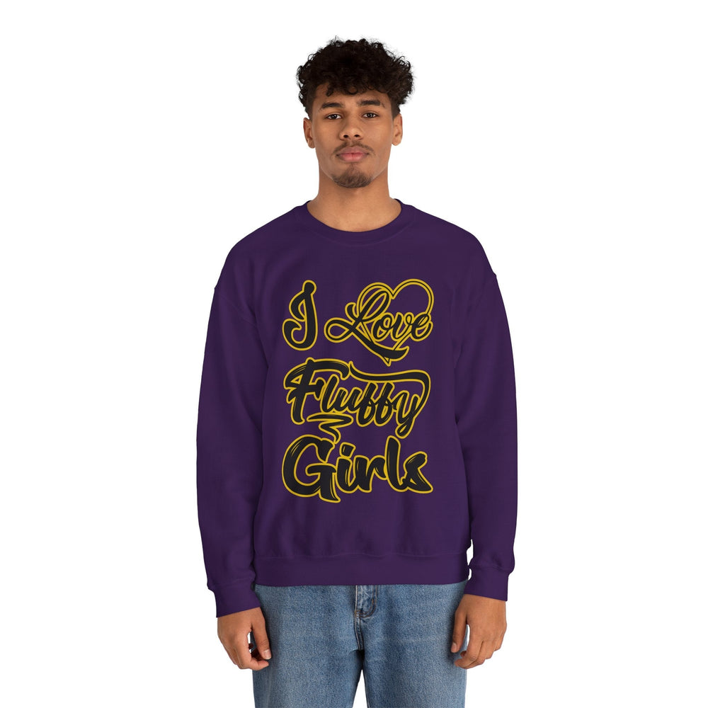 I Love Fluffy Girls Sweatshirt — Cute Fuzzy Pride Crewneck Sweatshirt Printify 