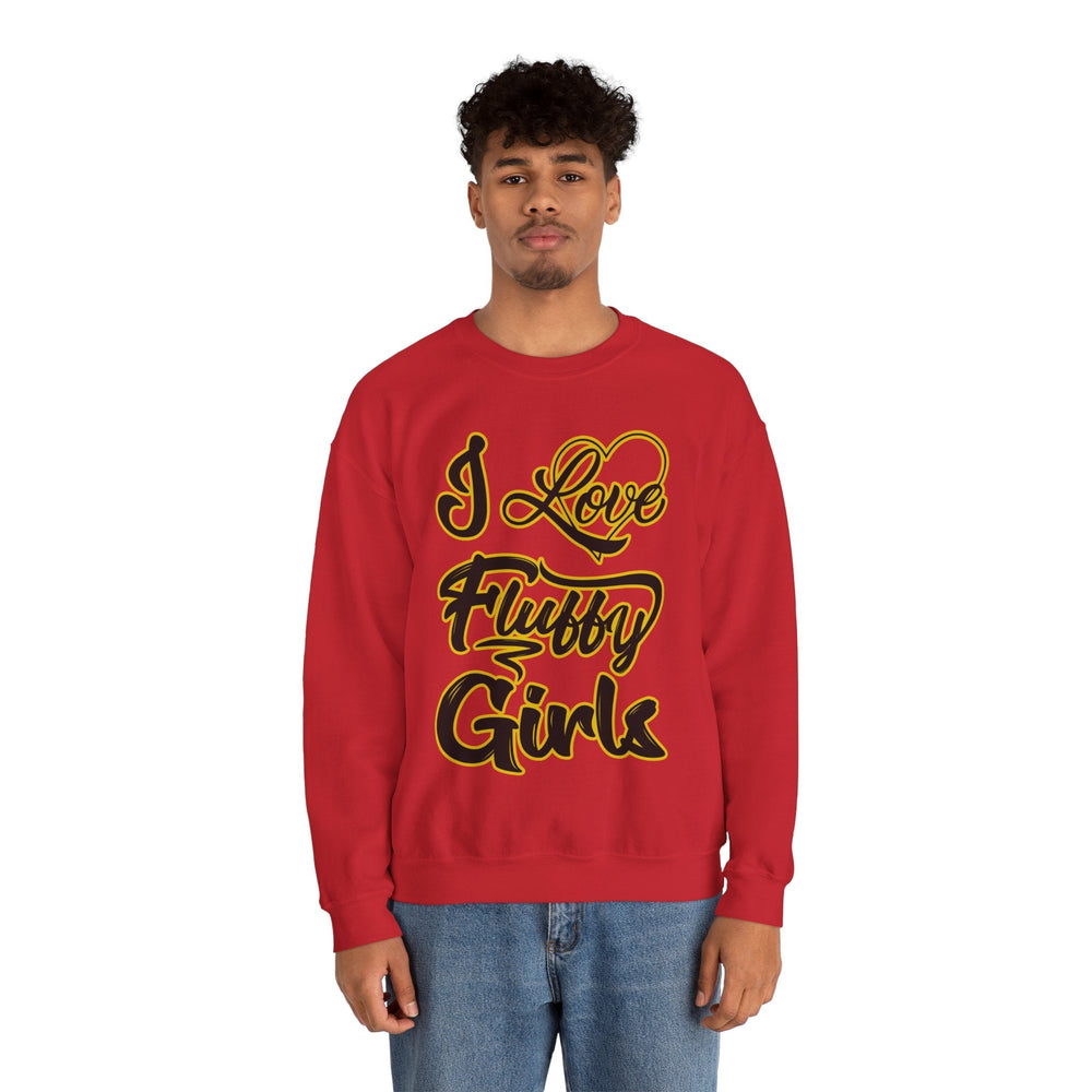 I Love Fluffy Girls Sweatshirt — Cute Fuzzy Pride Crewneck Sweatshirt Printify 