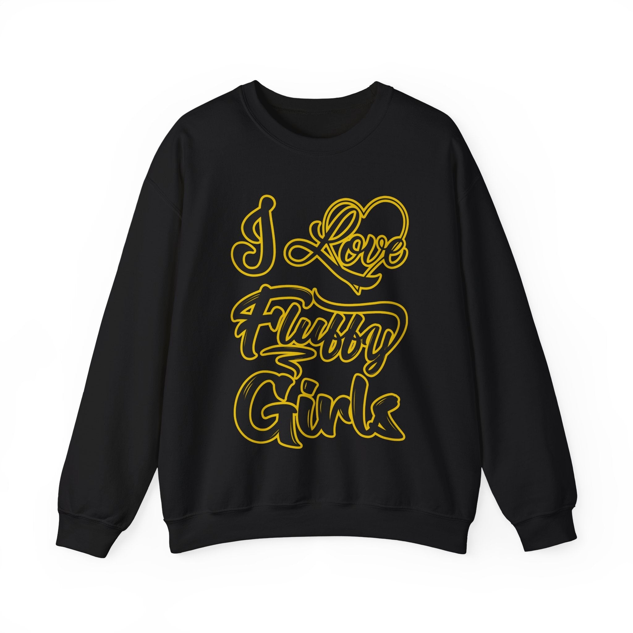 I Love Fluffy Girls Sweatshirt — Cute Fuzzy Pride Crewneck Sweatshirt Printify S Black 