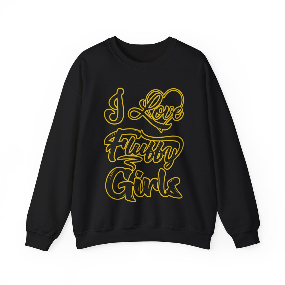 I Love Fluffy Girls Sweatshirt — Cute Fuzzy Pride Crewneck Sweatshirt Printify S Black 