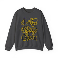 I Love Fluffy Girls Sweatshirt — Cute Fuzzy Pride Crewneck Sweatshirt Printify S Dark Heather 