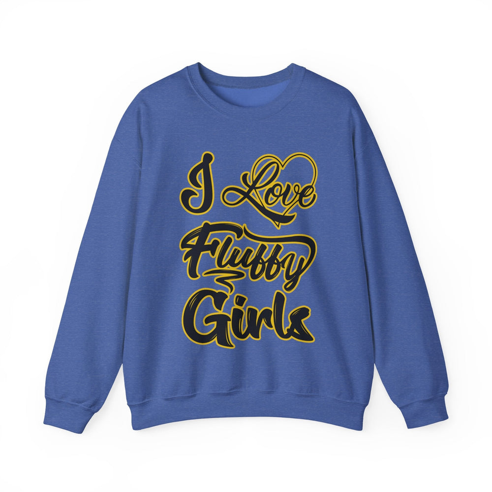 I Love Fluffy Girls Sweatshirt — Cute Fuzzy Pride Crewneck Sweatshirt Printify S Heather Sport Royal 