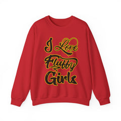 I Love Fluffy Girls Sweatshirt — Cute Fuzzy Pride Crewneck Sweatshirt Printify S Red 