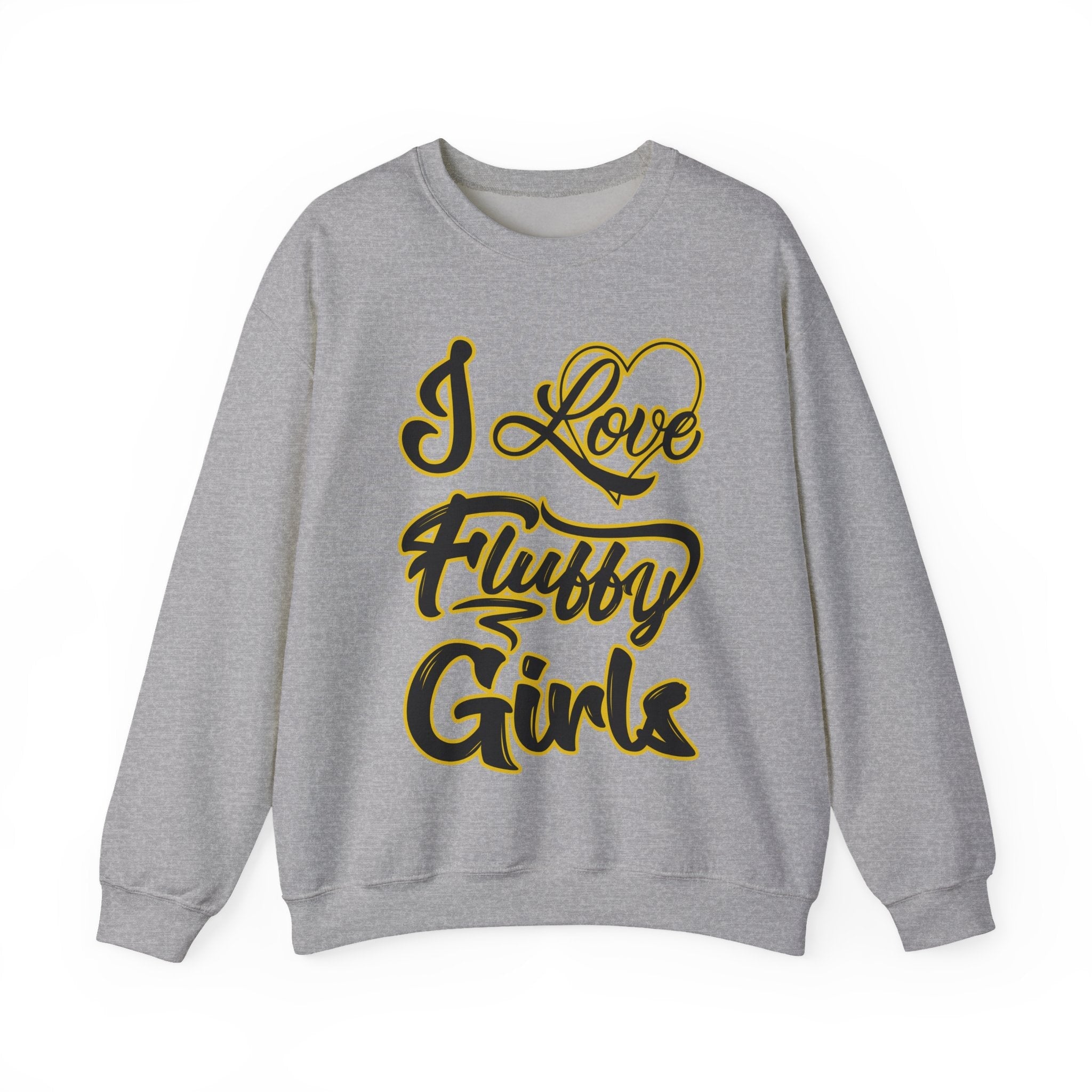 I Love Fluffy Girls Sweatshirt — Cute Fuzzy Pride Crewneck Sweatshirt Printify S Sport Grey 